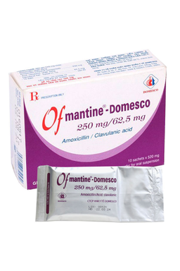 Thuốc Ofmantine-Domesco 250mg/62,5mg điều trị nhiễm khuẩn (hộp 10 gói)