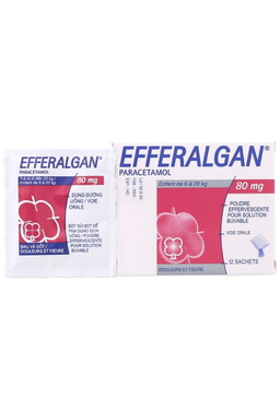 Thuốc bột pha Efferalgan 80mg giúp hạ nhiệt, giảm đau (Hộp 12 gói)