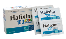 Thuốc bột Hafixim Kids 100 điều trị nhiễm khuẩn trên các chủng vi khuẩn nhạy cảm (Hộp 24 gói)