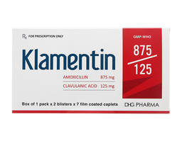 Thuốc Klamentin 875/125 điều trị nhiễm khuẩn trên các chủng vi khuẩn nhạy cảm (2 vỉ x 7 viên)
