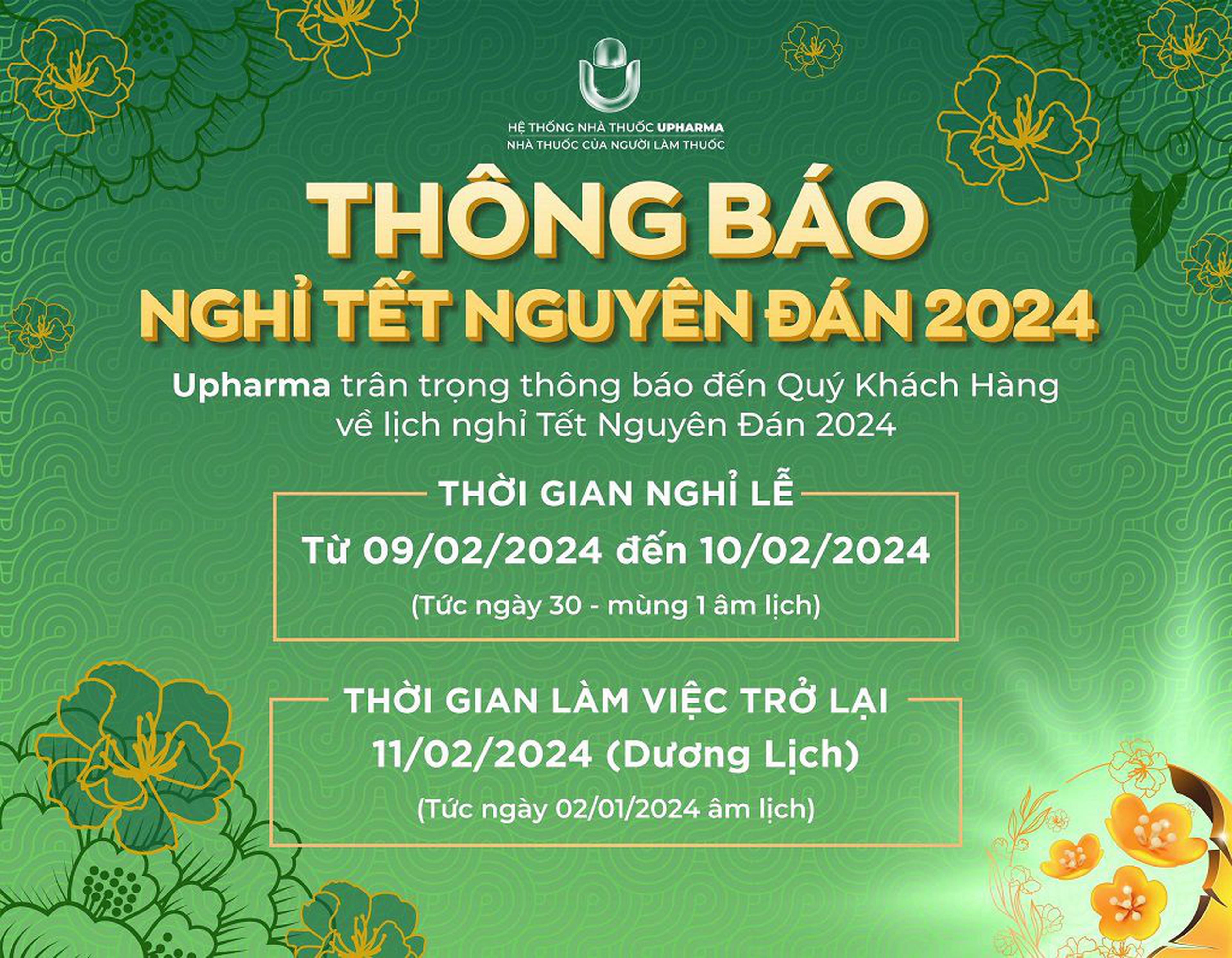 🌸️🎉THÔNG BÁO LỊCH NGHỈ TẾT NGUYÊN ĐÁN 2024🌸️🎉