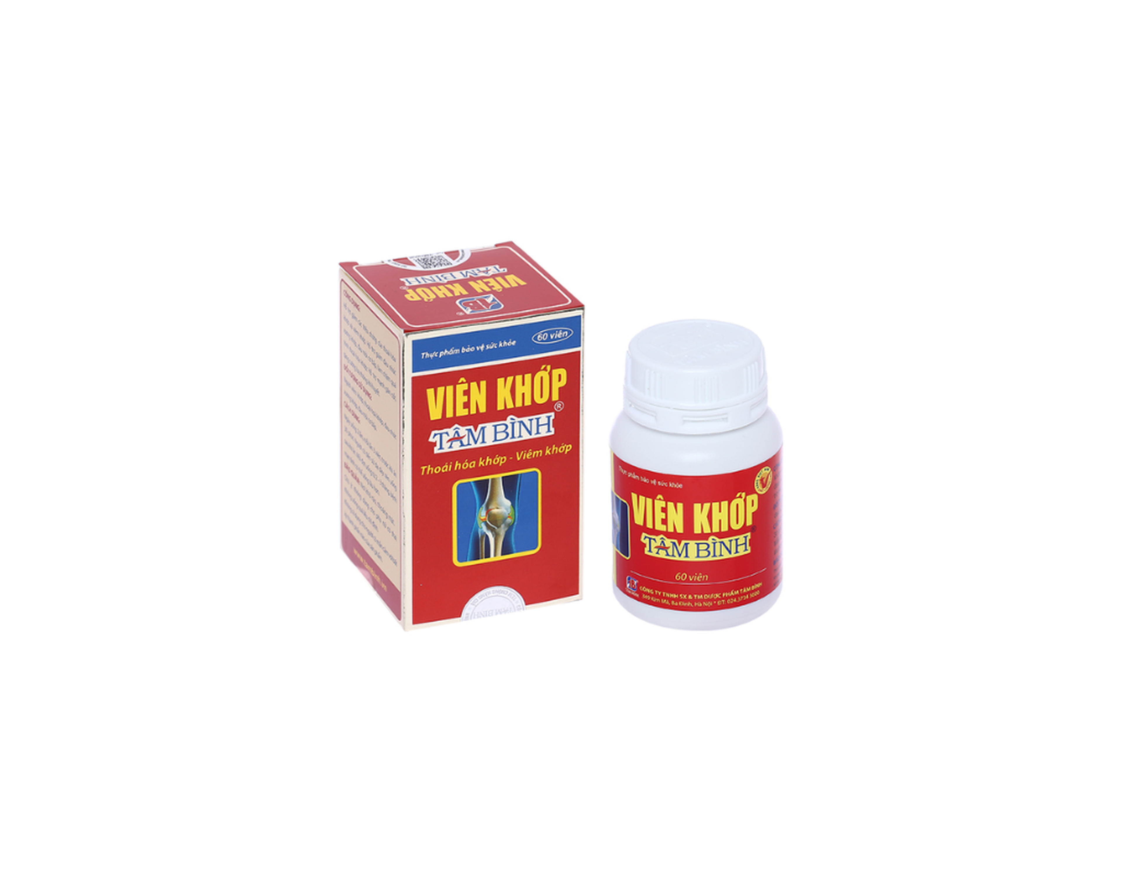 Viên khớp Tâm Bình hỗ trợ giảm thoái hóa khớp, viêm khớp (Hộp 1 lọ 60 viên)