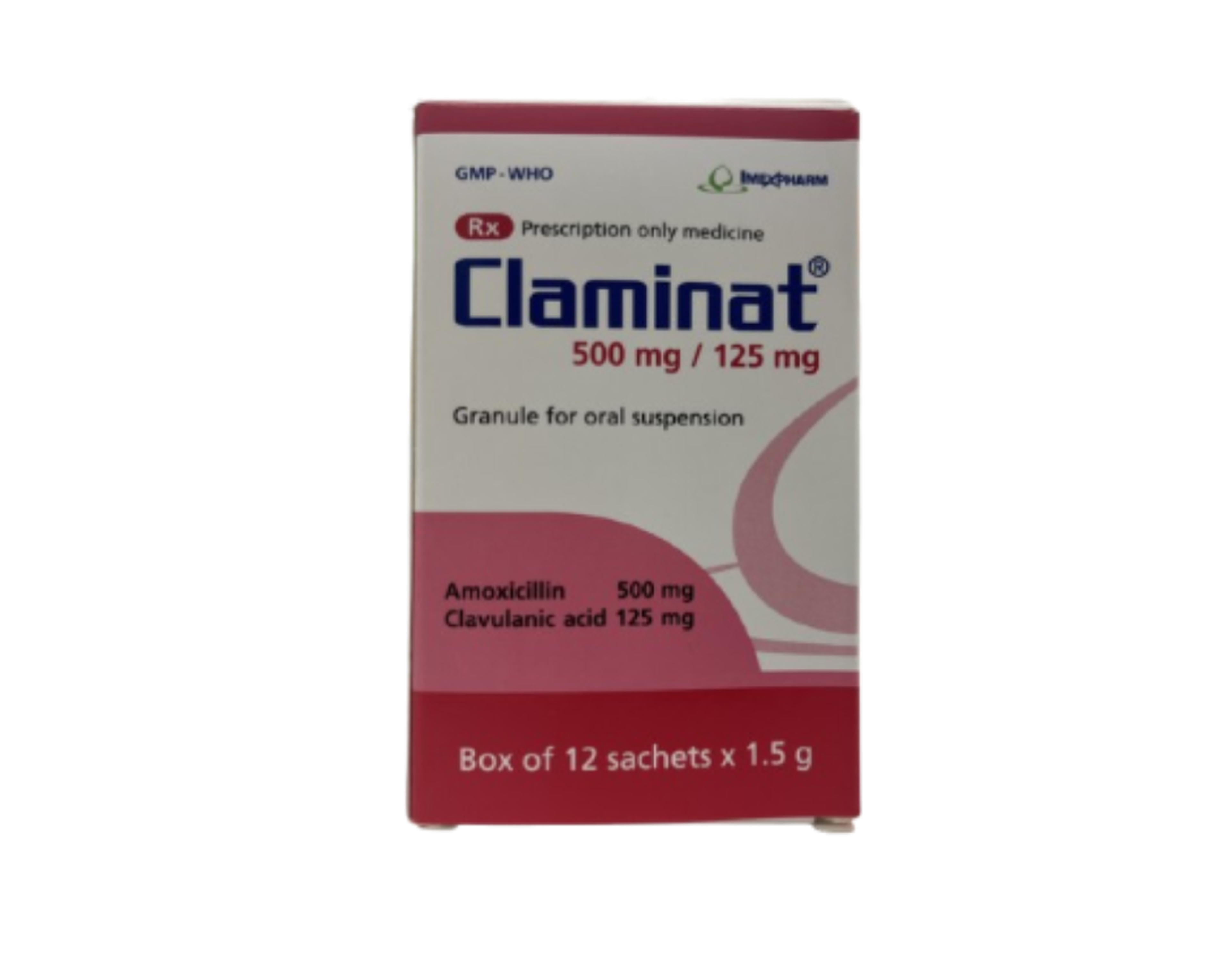 Thuốc bột Claminat 500mg/125 mg điều trị nhiễm khuẩn trên các chủng vi khuẩn nhạy cảm (Hộp 12 gói)