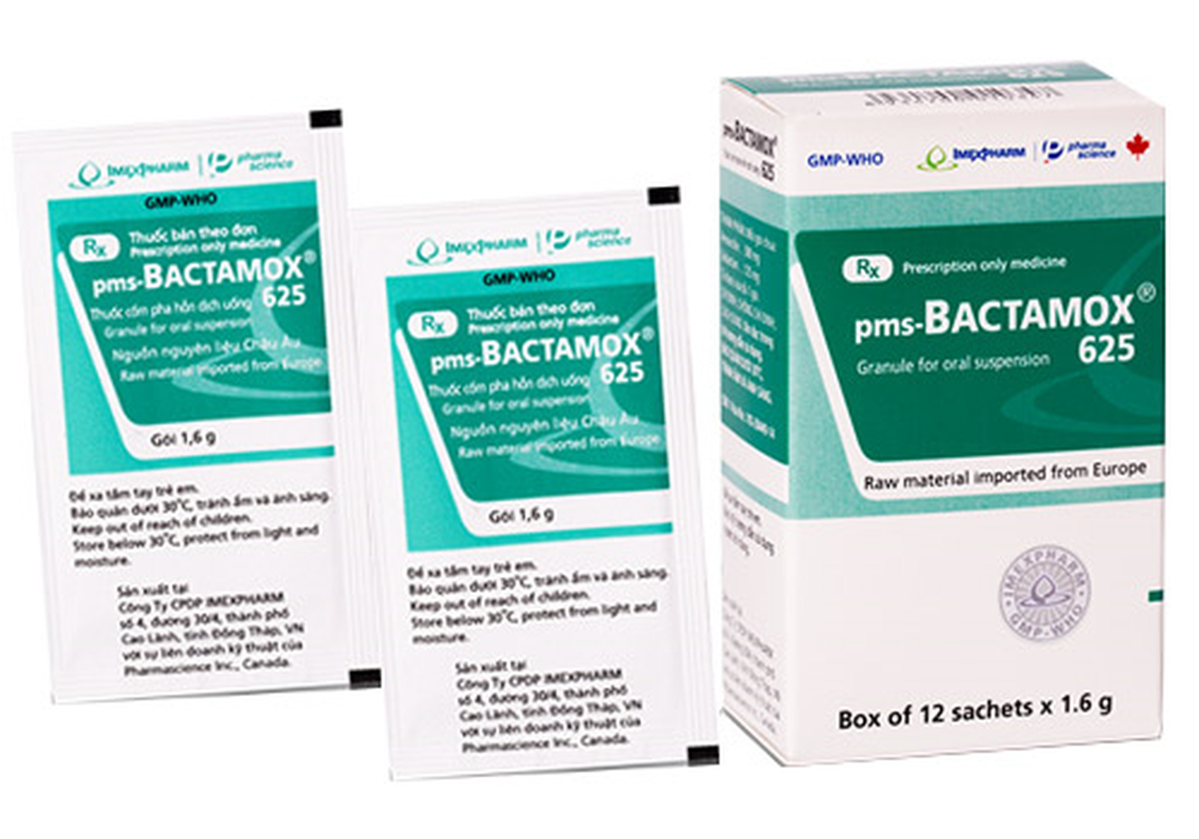 Thuốc bột Bactamox 625mg điều trị nhiễm khuẩn trên các chủng vi khuẩn nhạy cảm (Hộp 12 gói)