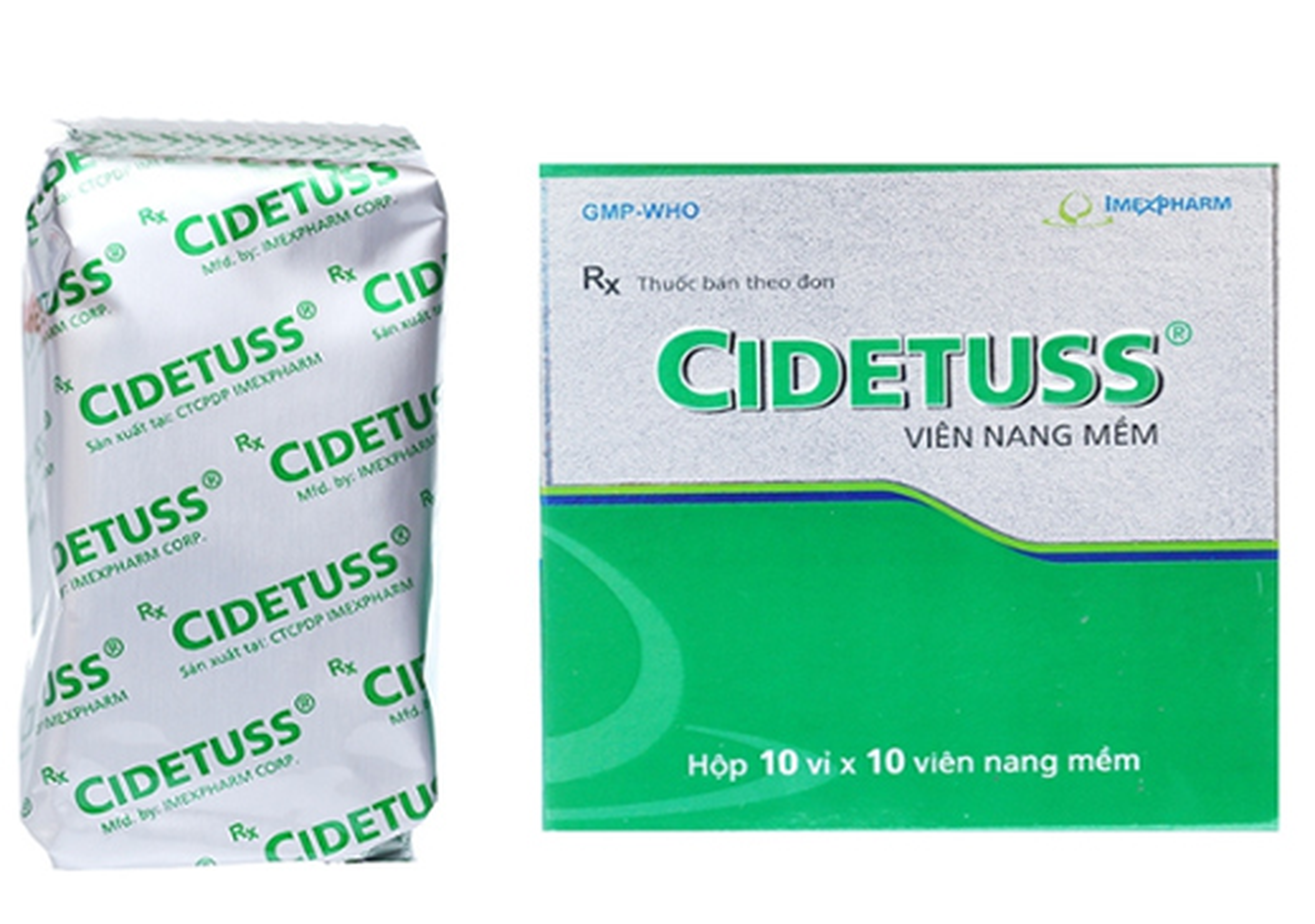 Thuốc Cidetuss điều trị ho đàm, ho do kích ứng (hộp 10 vỉ x 10 viên)
