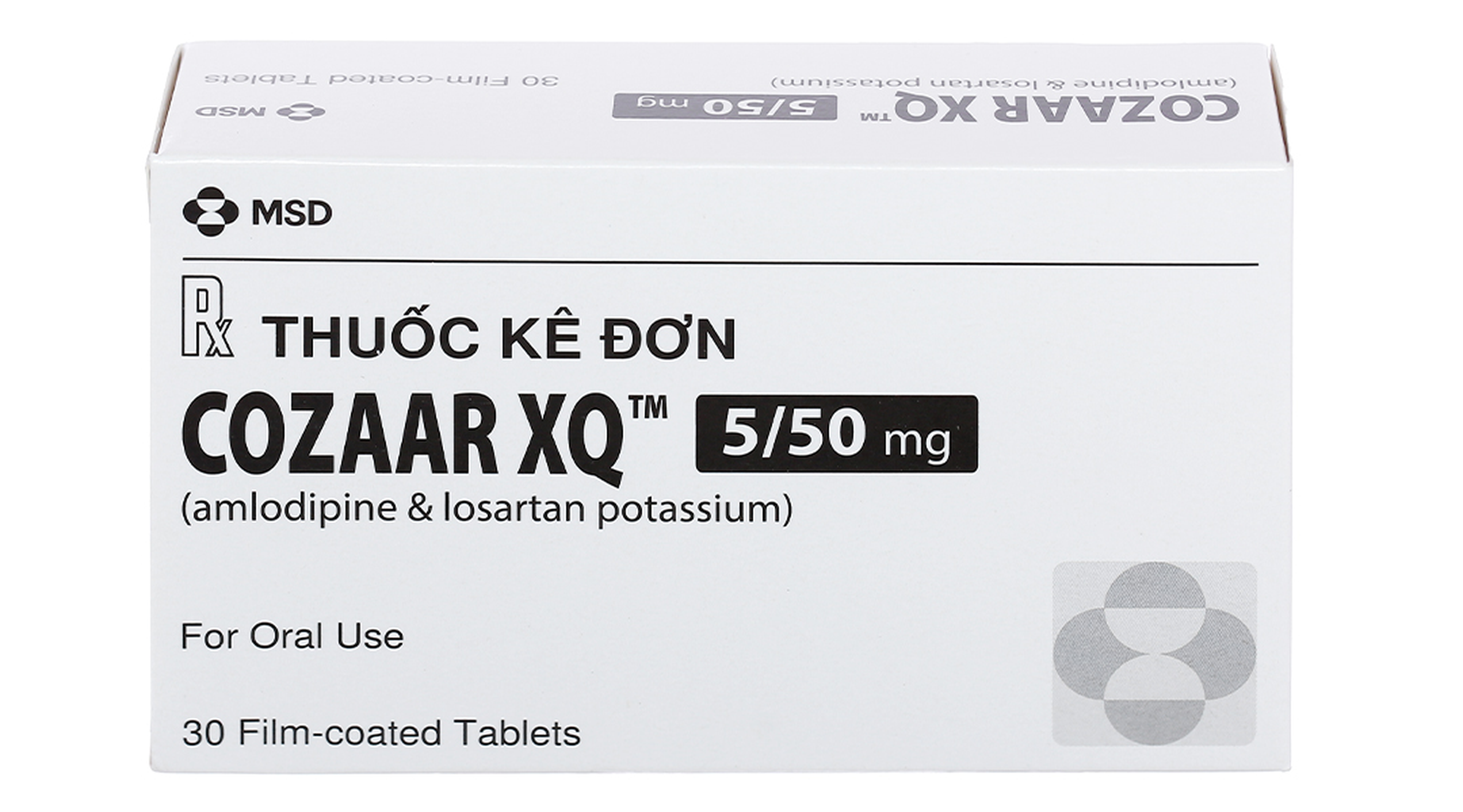 Thuốc Cozaar XQ 5/50mg điều trị tăng huyết áp vô căn (hộp 3 vỉ x 10 viên)