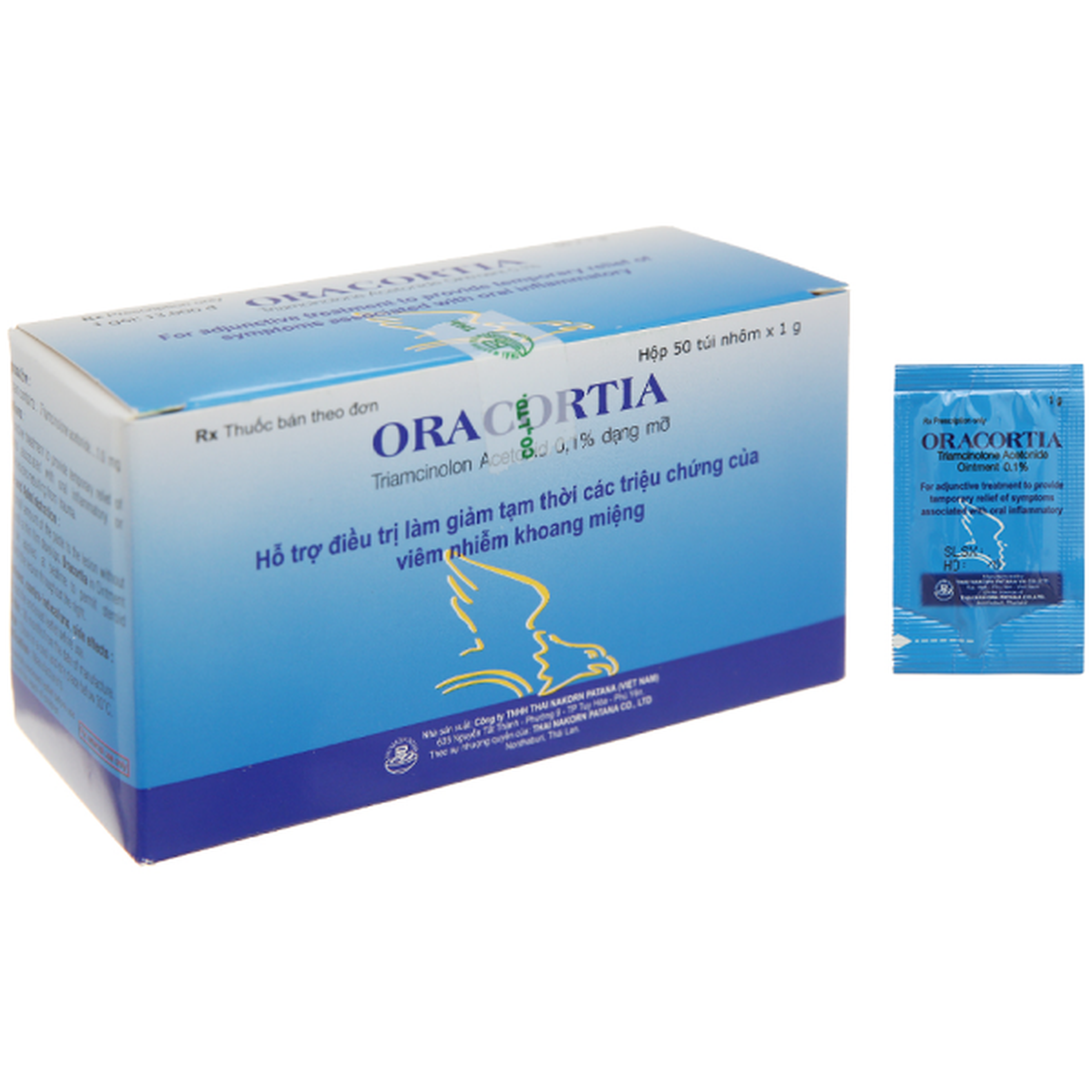 Thuốc bôi Oracortia Oint 0.1% điều trị nhiễm khuẩn răng miệng (Hộp 50 gói)