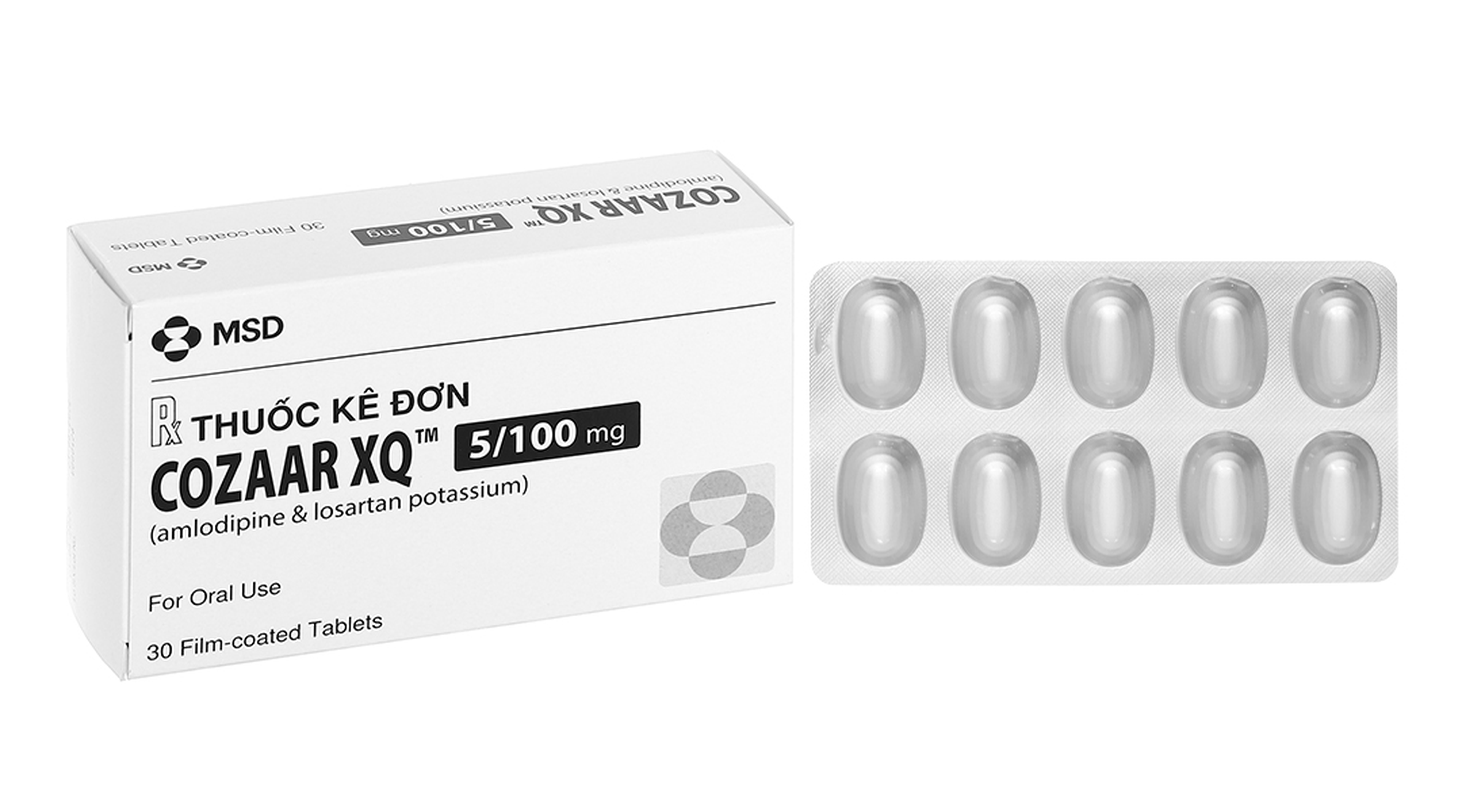 Thuốc Cozaar XQ 5/100mg điều trị tăng huyết áp vô căn ở người lớn (hộp 3 vỉ x 10 viên)