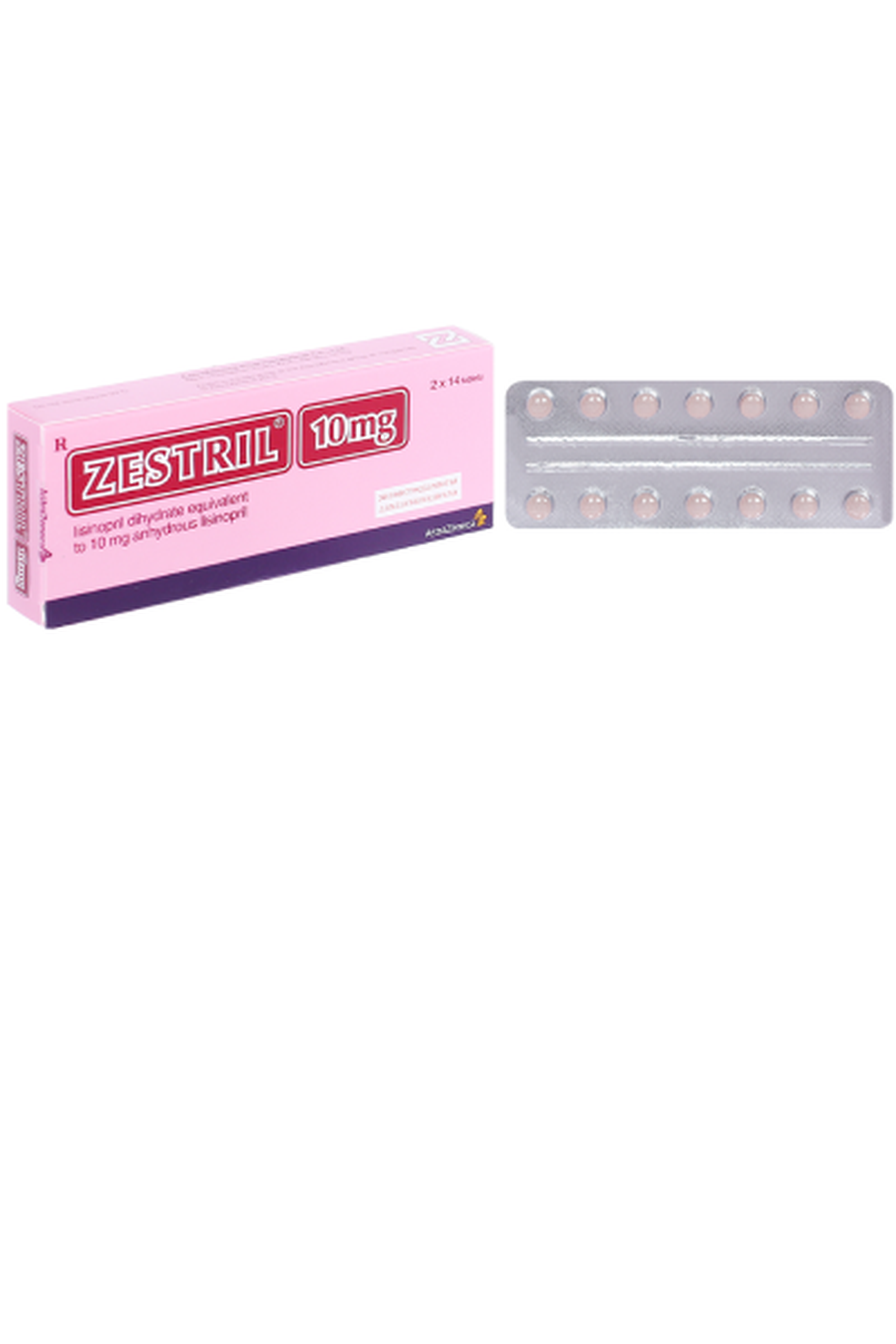 Thuốc Zestril 10mg điều trị tăng huyết áp, suy tim, nhồi máu cơ tim cấp (Hộp 2 vỉ x 14 viên)
