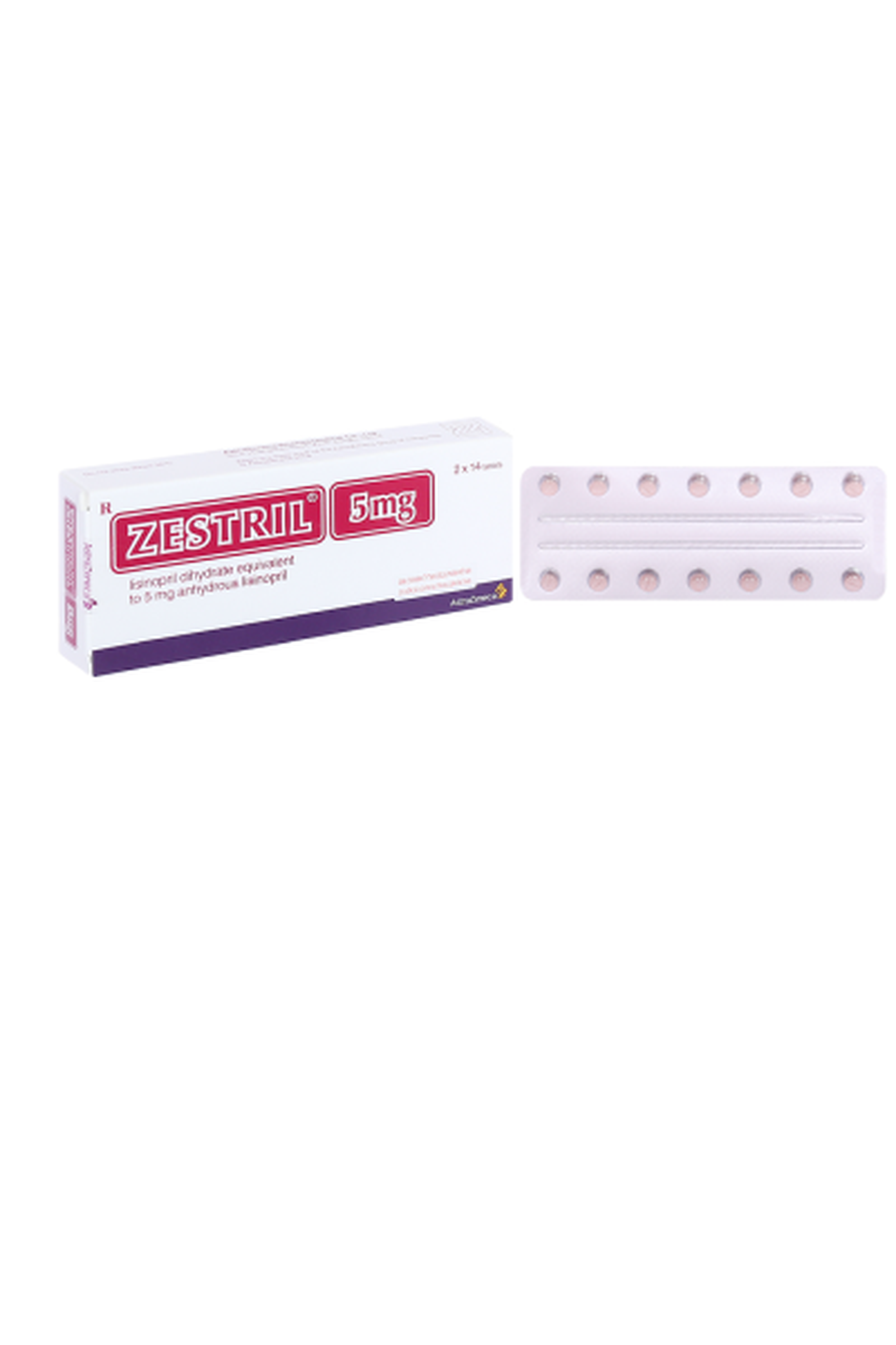 Thuốc Zestril 5mg điều trị tăng huyết áp, suy tim, nhồi máu cơ tim cấp (Hộp 2 vỉ x 14 viên)