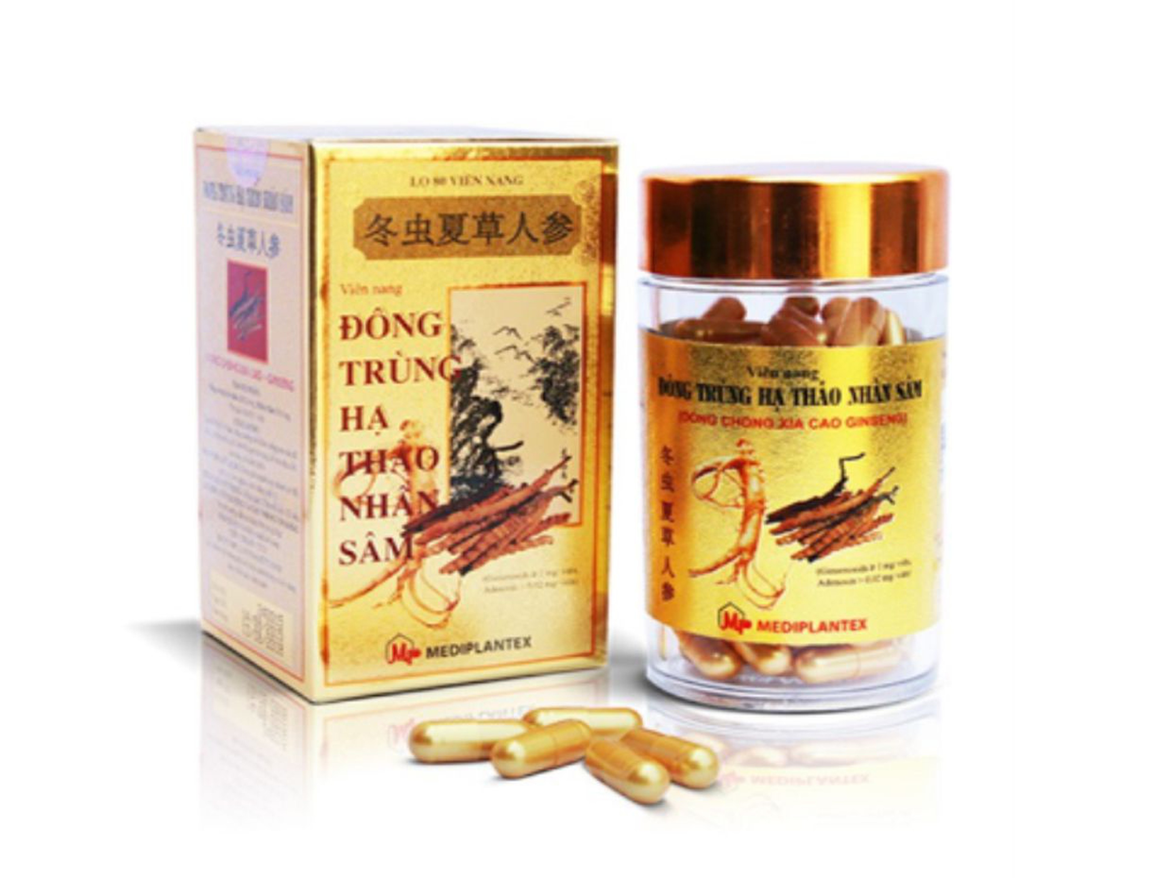 Đông trùng hạ thảo nhân sâm Mediplantex giúp tăng cường sức khỏe hiệu quả (Chai 80 viên) 