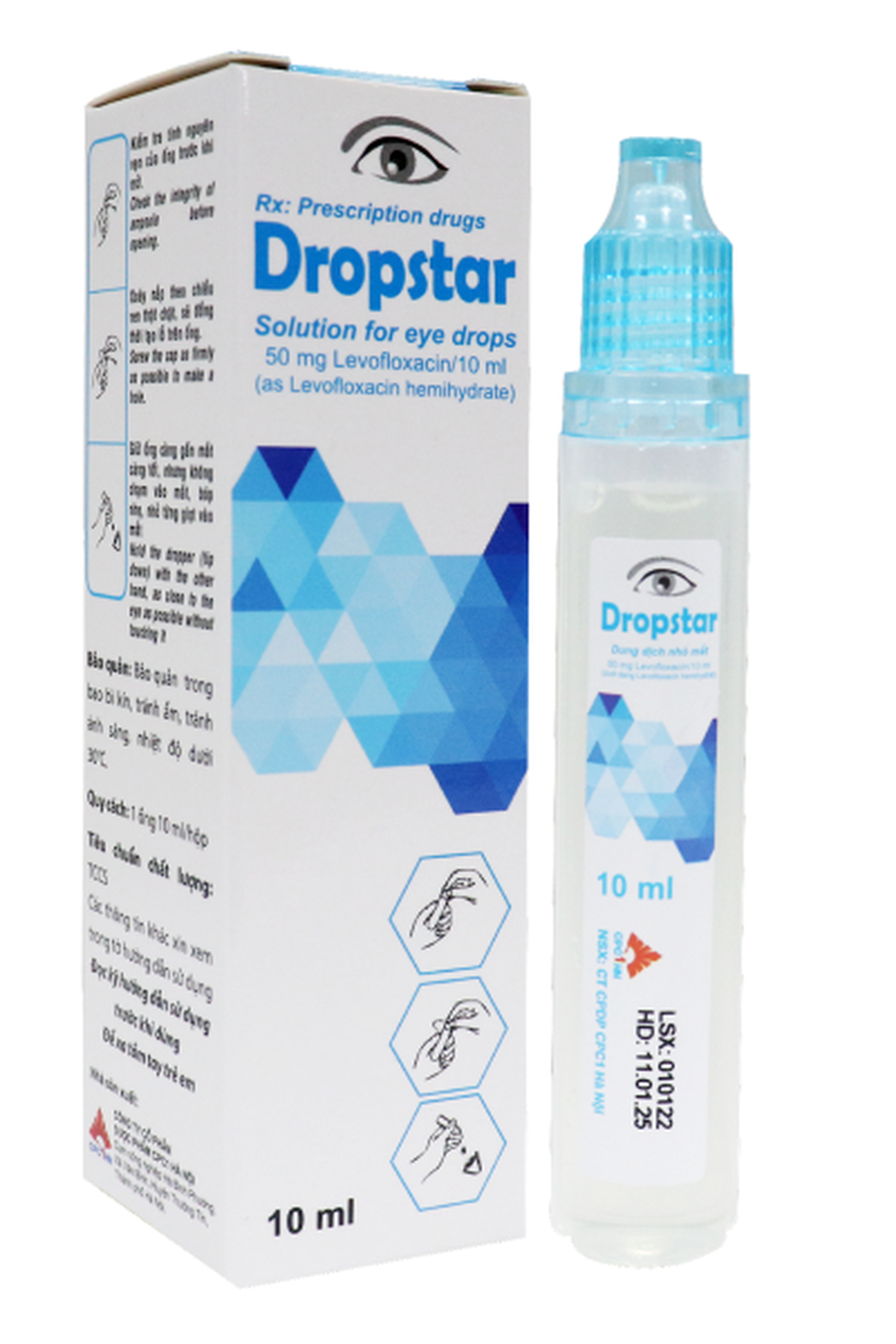 Thuốc nhỏ mắt Dropstar 0.5% điều trị nhiễm khuẩn mắt do các chủng vi khuẩn nhạy cảm (Hộp 1 ống 10ml)