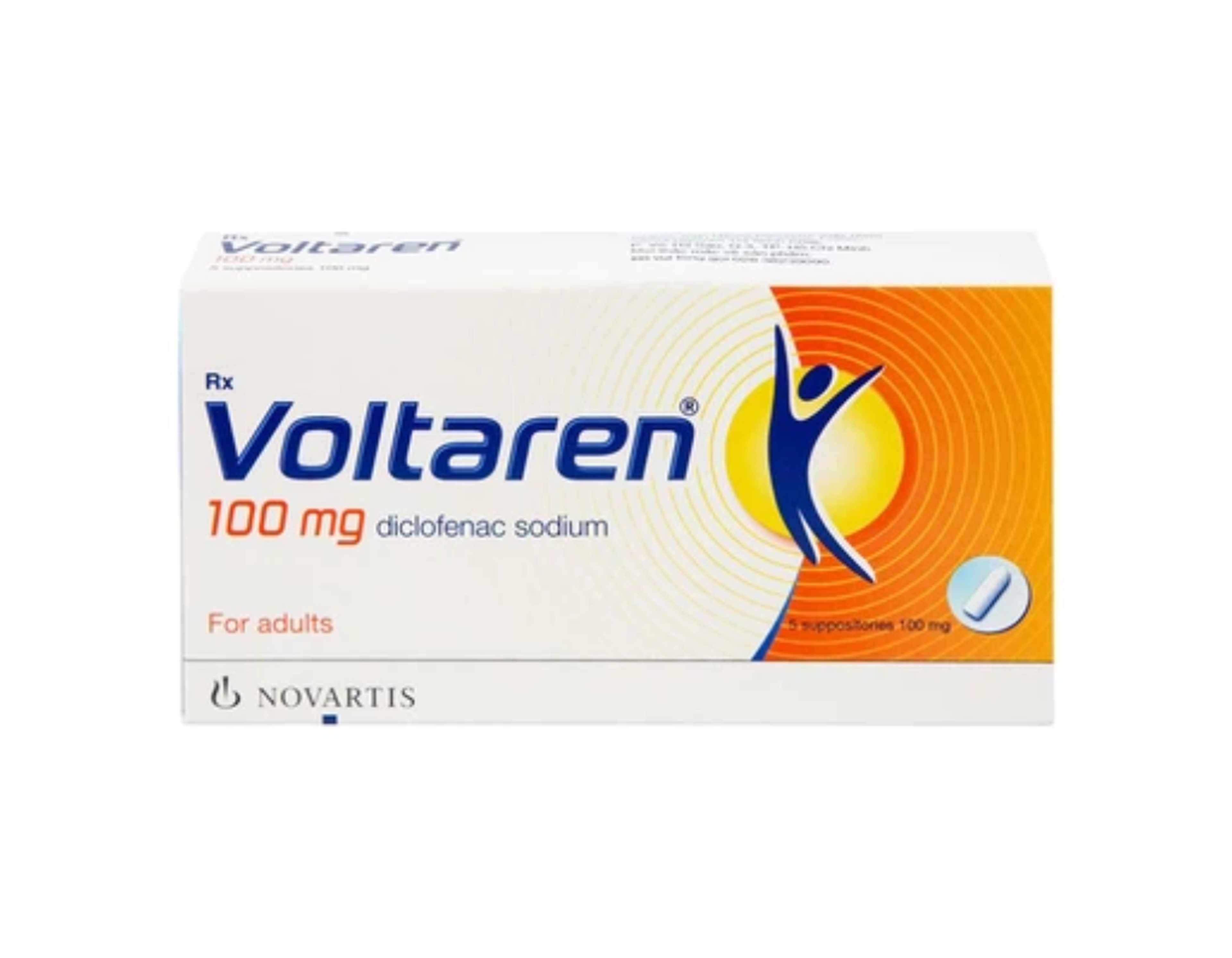 Thuốc đặt trực tràng Voltaren 100mg giúp giảm đau, kháng viêm (Hộp 1 vỉ x 5 viên)