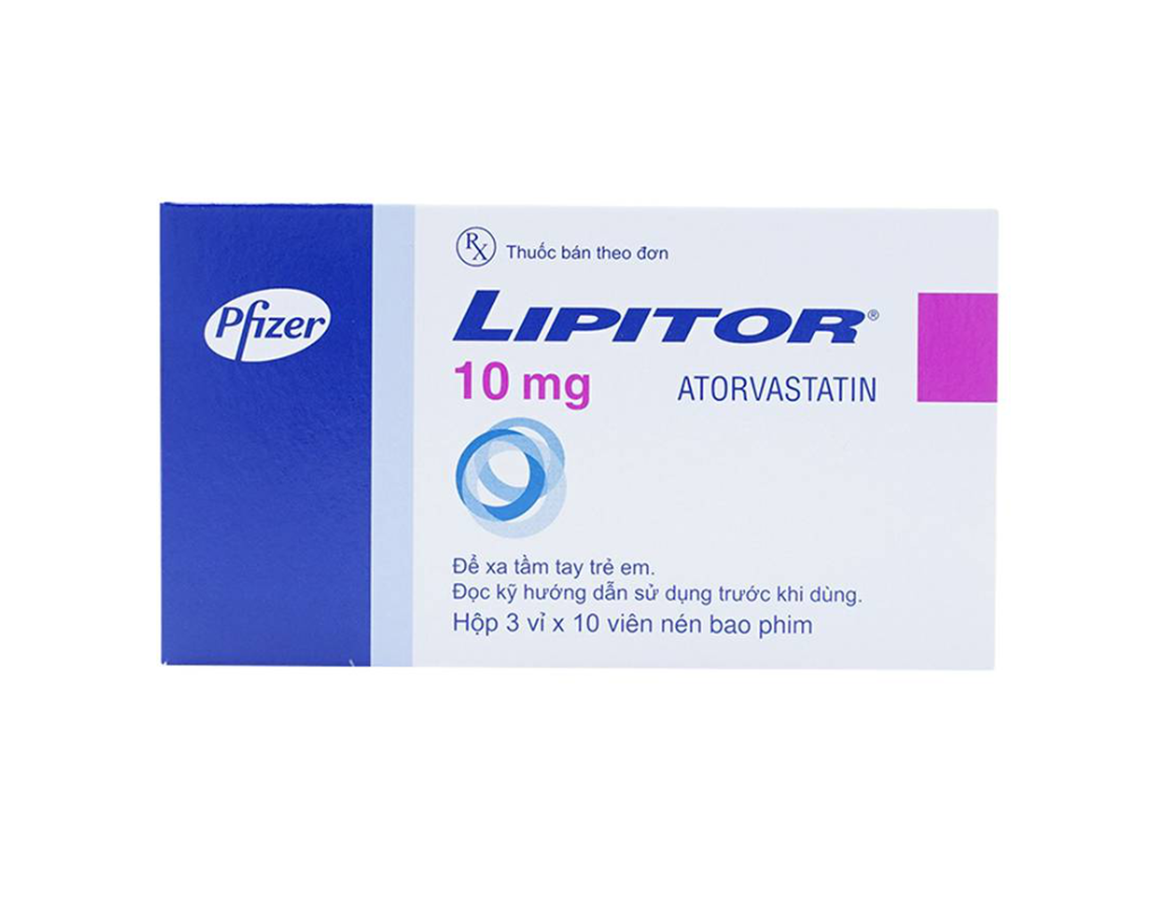 Thuốc Lipitor 10 mg trị rối loạn mỡ máu (Hộp 3 vỉ x 10 viên)