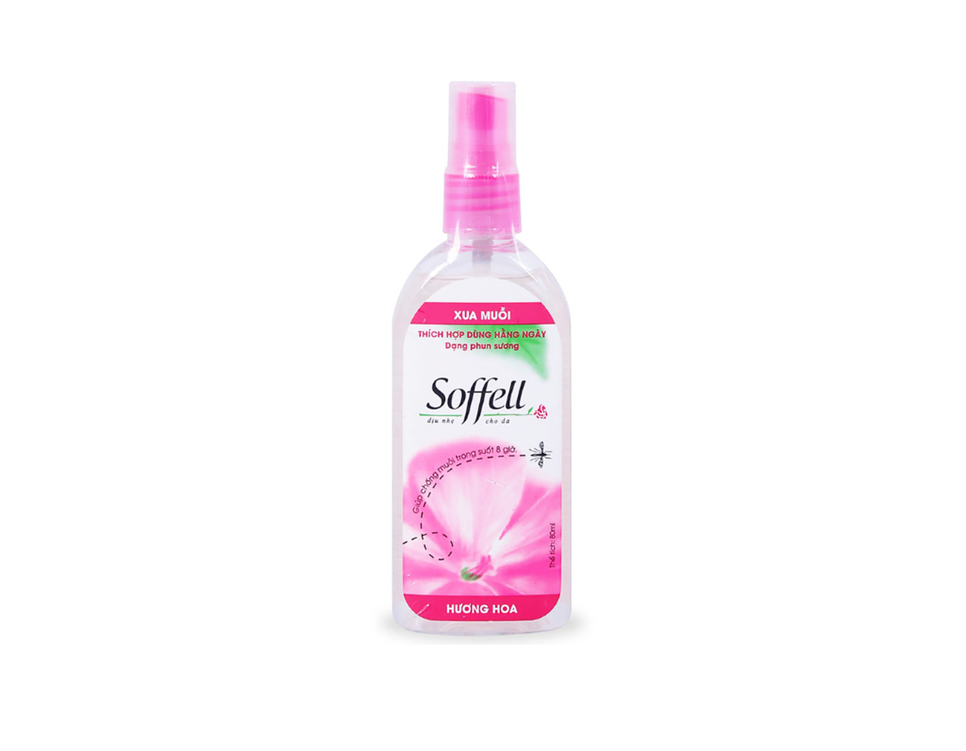 Xịt xua muỗi Soffell hương hoa giúp chống muỗi trong suốt 8 giờ (Chai 80ml)