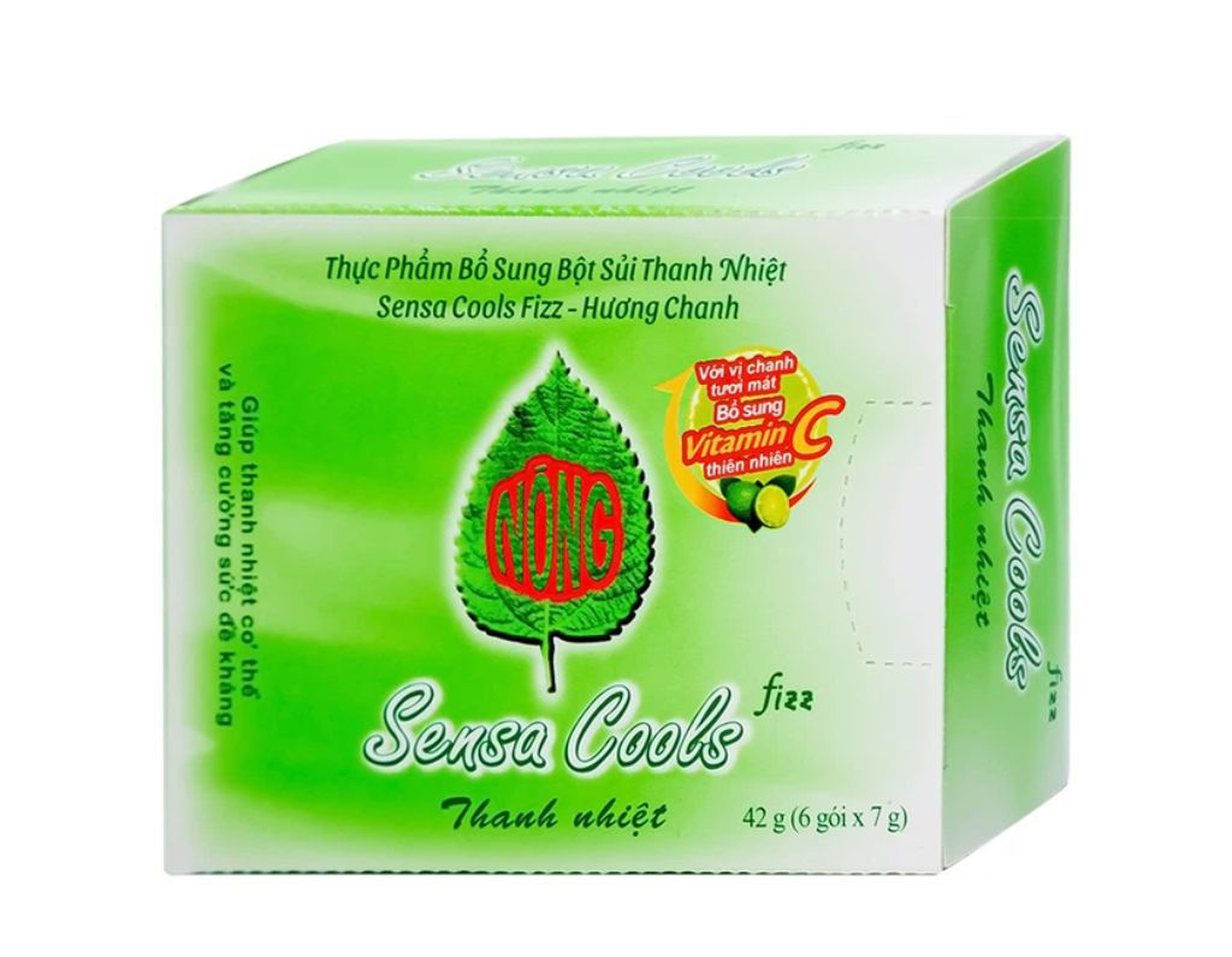 Bột sủi Sensa Cools Fizz hương chanh giúp thanh nhiệt cơ thể và tăng cường sức đề kháng (Hộp 6 gói x 7g)