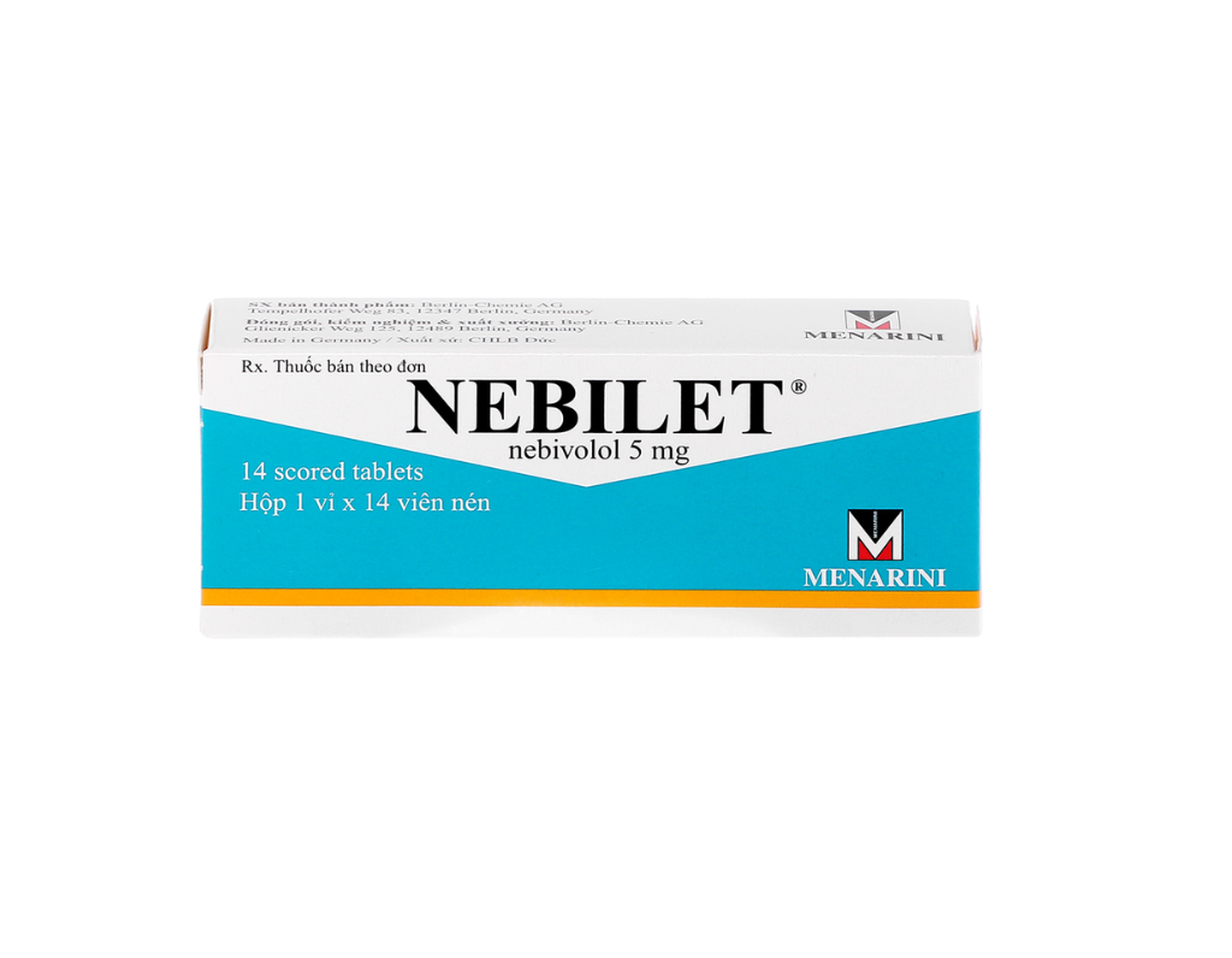 Thuốc Nebilet 5mg Menarini điều trị tăng huyết áp và suy tim mạn tính (Hộp 1 vỉ x 14 viên)
