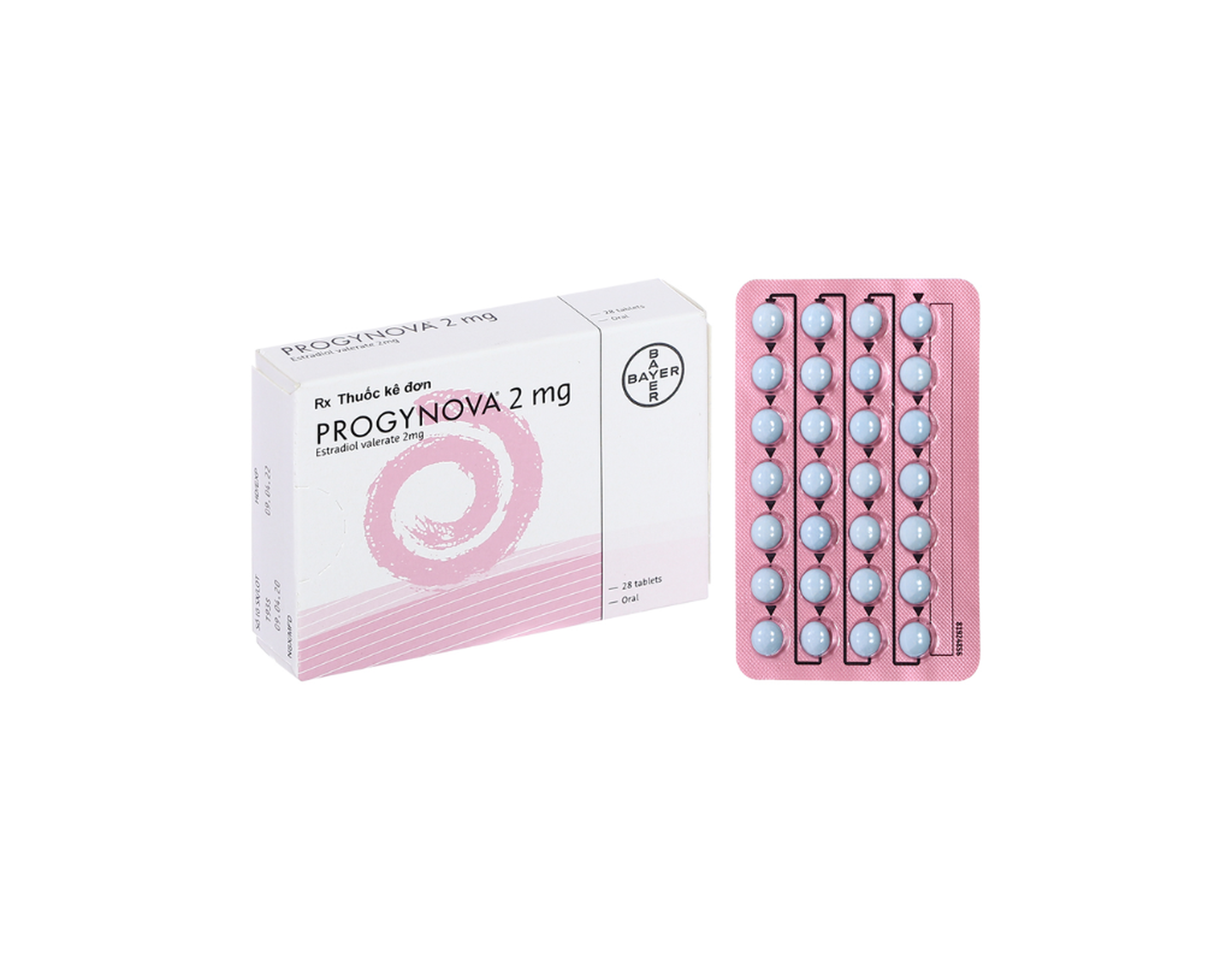 Thuốc Progynova 2mg điều trị thiếu estrogen, loãng xương mãn kinh (Hộp 1 vỉ x 28 viên)