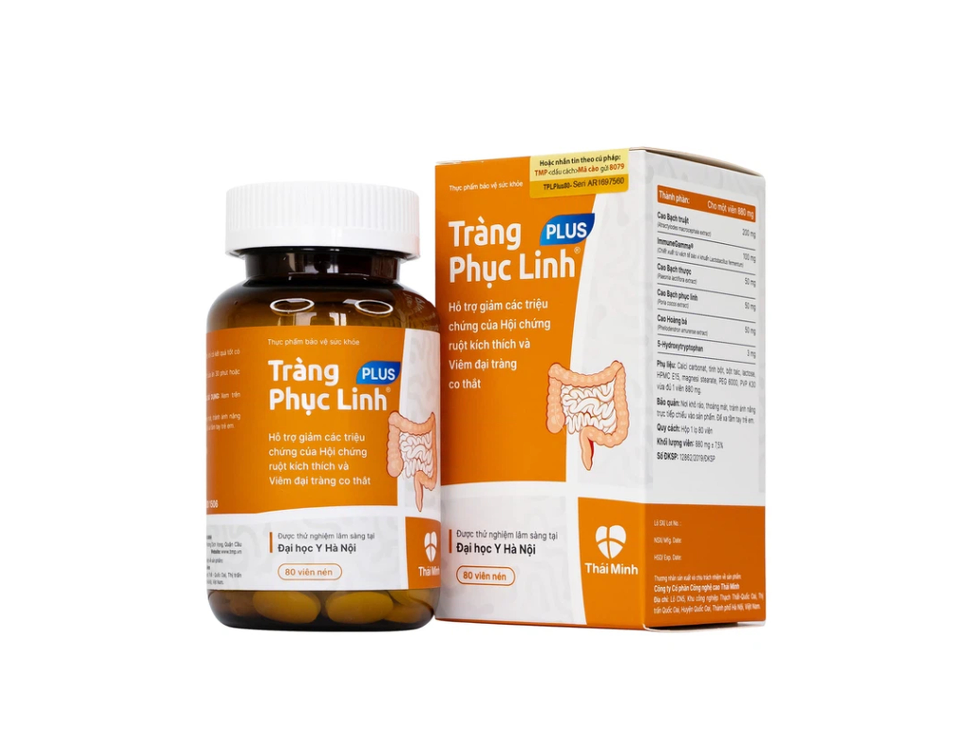 Viên uống Tràng Phục Linh Plus hỗ trợ giảm triệu chứng và viêm đại tràng co thắt (Hộp 1 lọ x 80 viên)