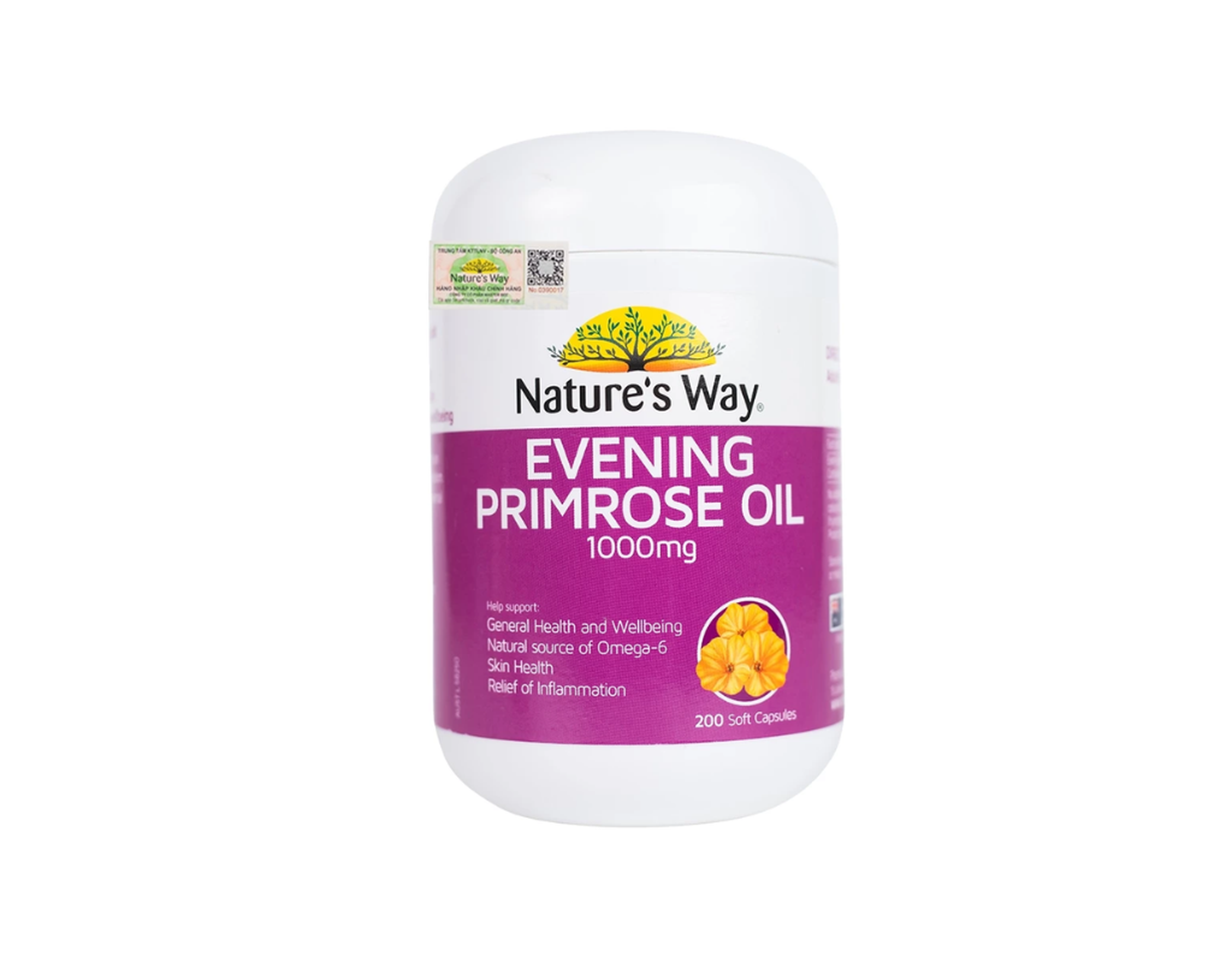 Viên uống Nature's Way Evening Primrose Oil 1000Mg hỗ trợ da và nội tiết (Lọ 200 viên)