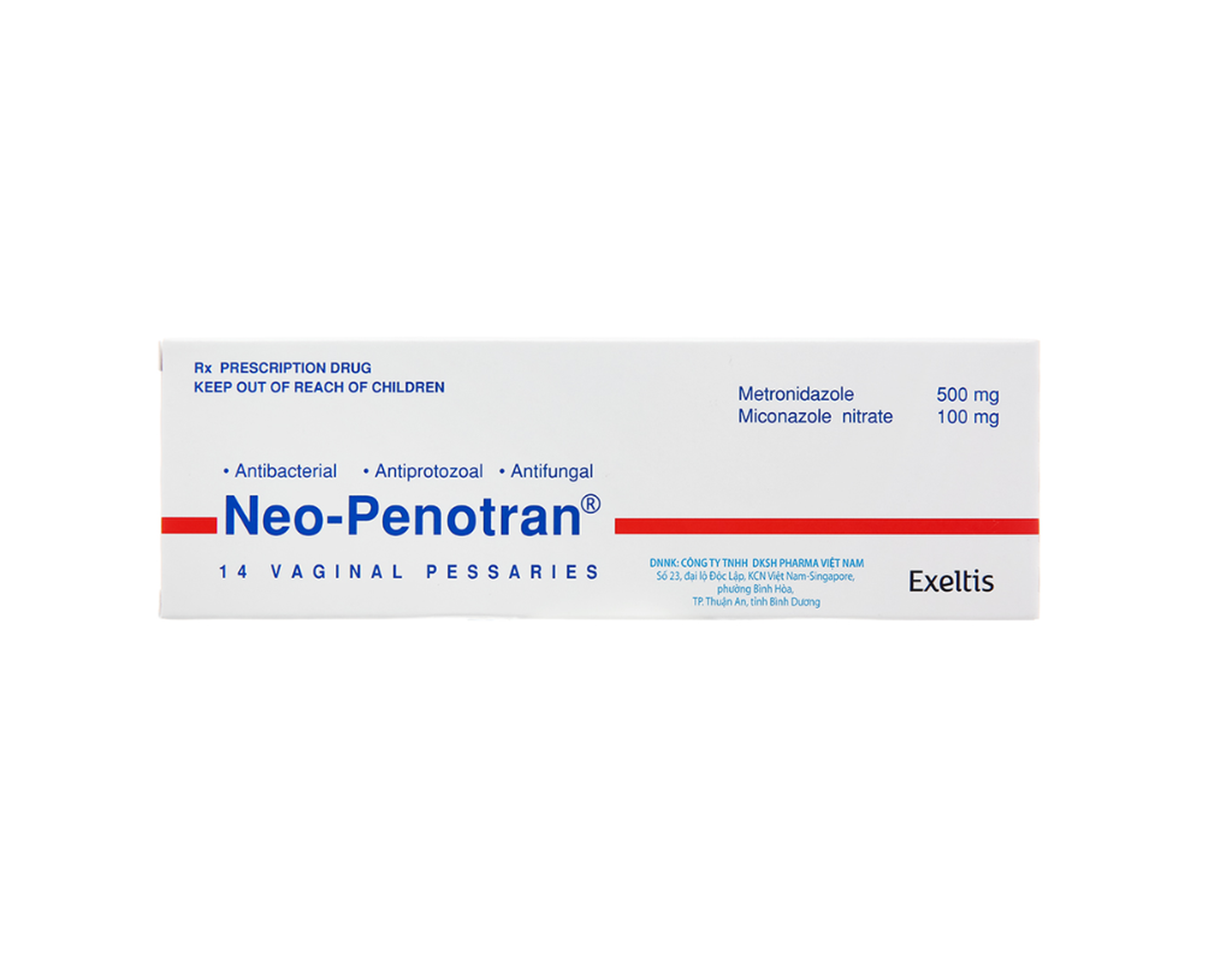 Thuốc đặt Neo-Penotran 500mg/100mg điều trị nhiễm khuẩn, nhiễm nấm âm đạo (Hộp 2 vỉ x 7 viên)