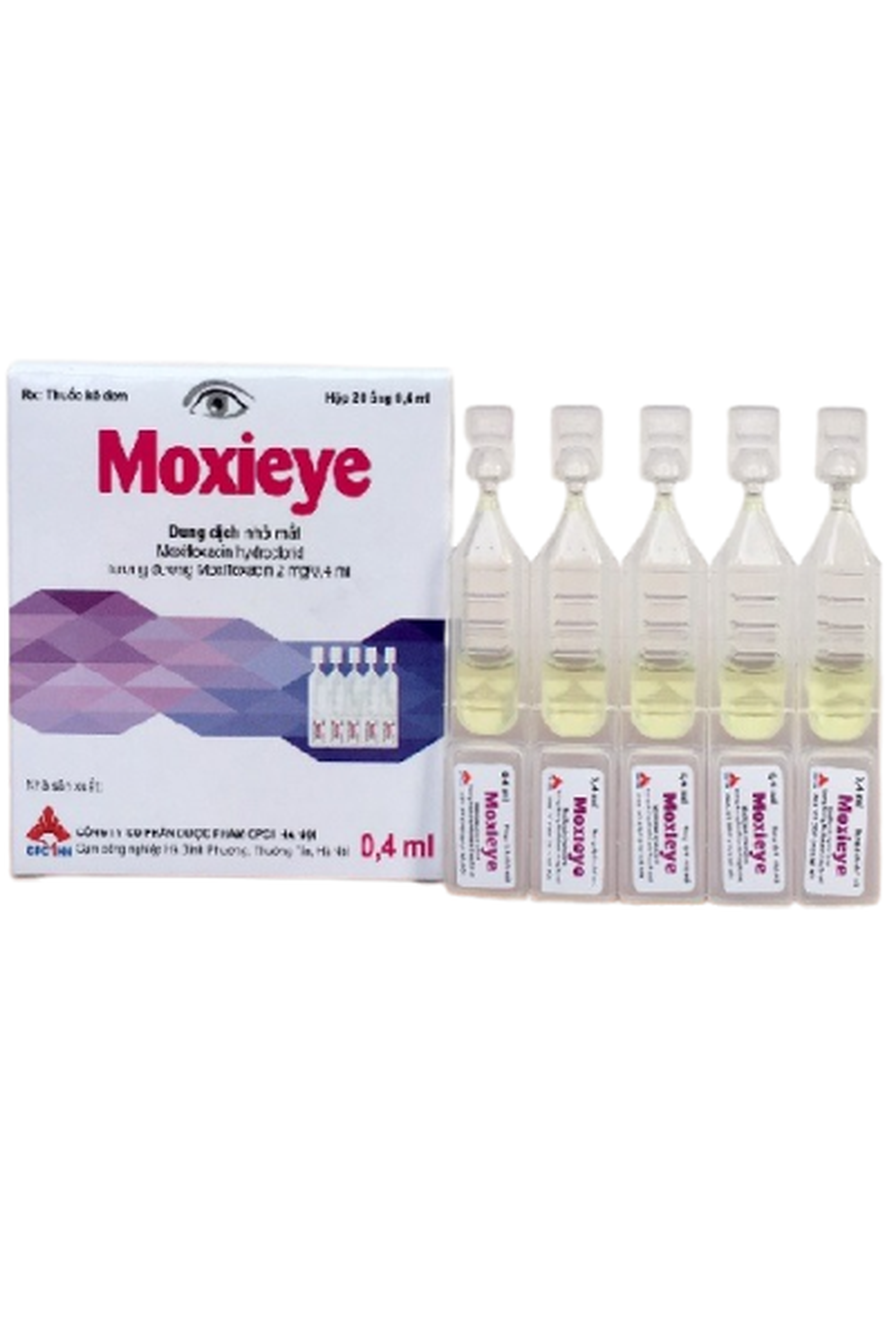 Thuốc nhỏ mắt Moxieye Eye 2mg/0.4ml điều trị nhiễm khuẩn mắt (Hộp 4 vỉ x 5 ống)