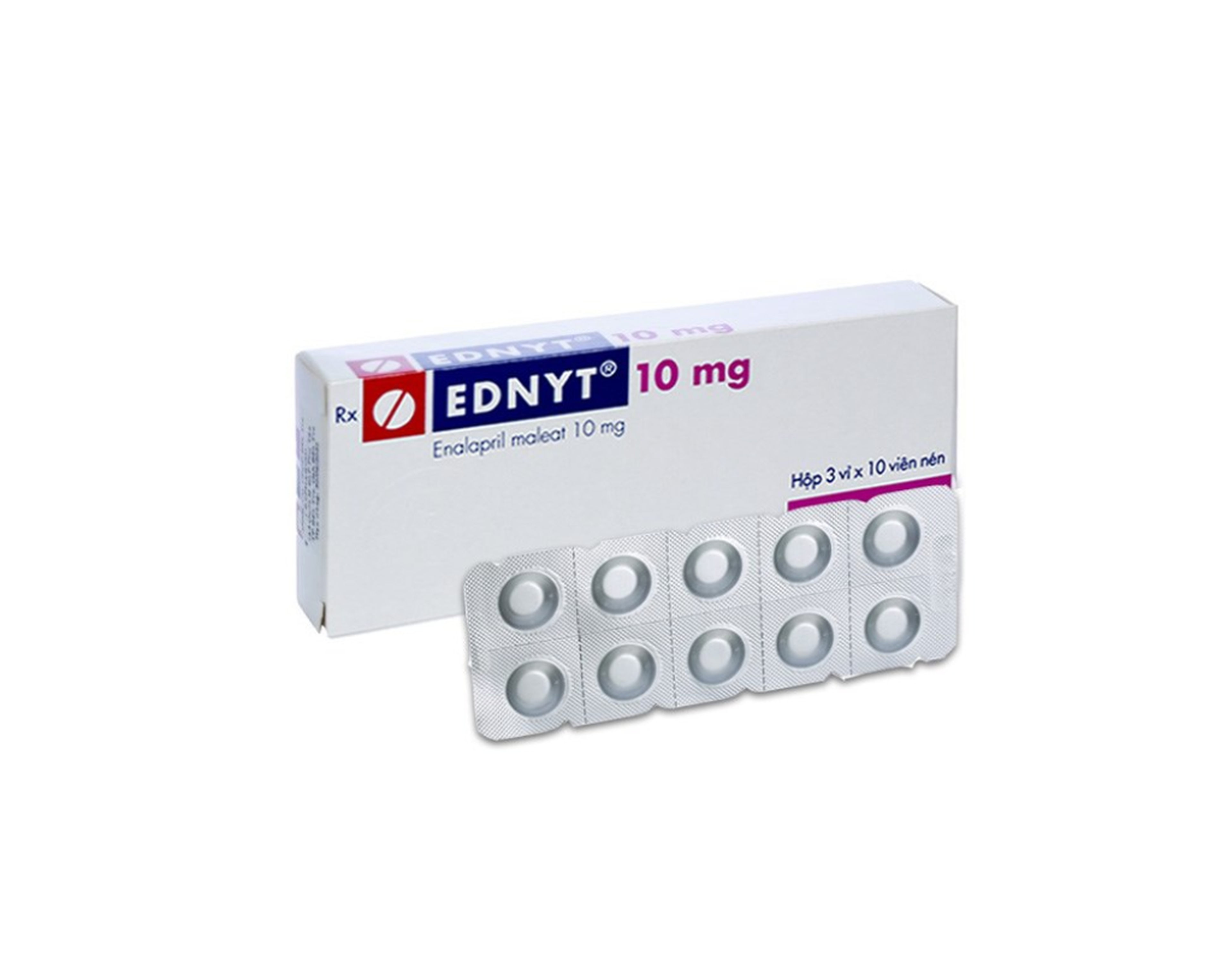 Thuốc Ednyt 10mg điều trị tăng huyết áp, suy tim, dự phòng thiếu máu mạch vành (Hộp 3 vỉ x 10 viên)