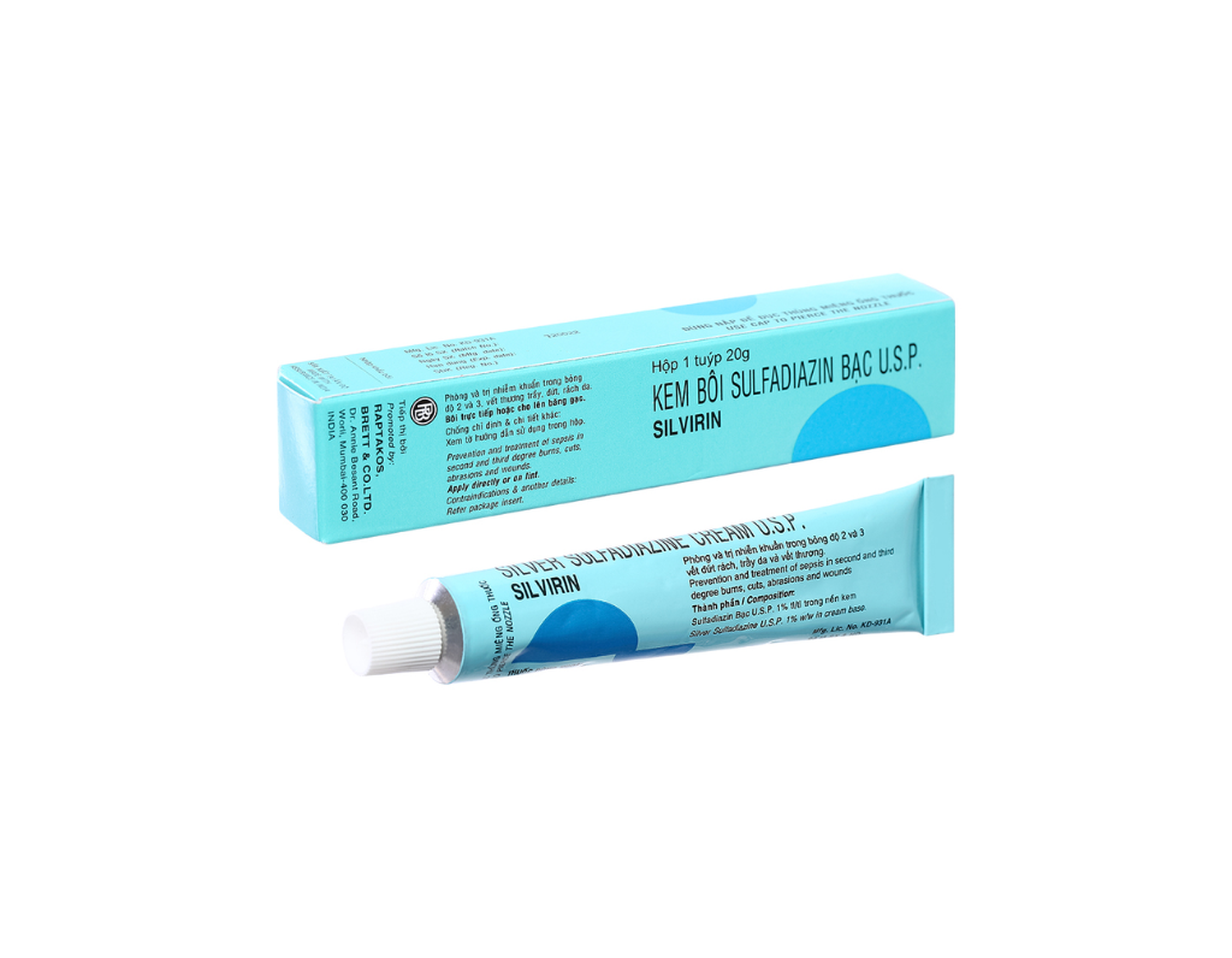 Thuốc Silvirin Cream 1% phòng ngừa và điều trị nhiễm khuẩn trong phỏng, vết thương ngoài da (Hộp 1 tuýp 20g)
