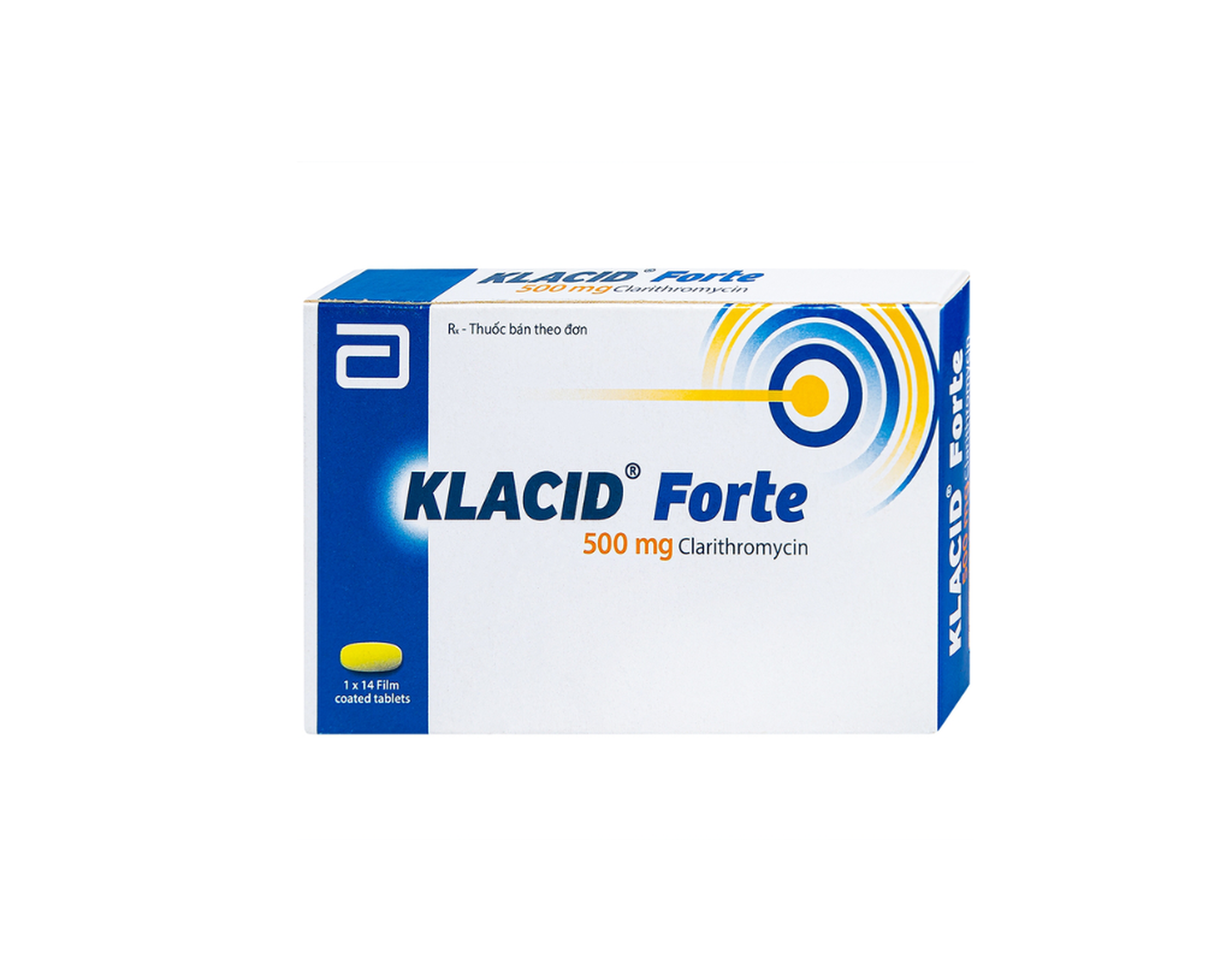 Thuốc Klacid Forte 500mg Abbott điều trị nhiễm trùng đường hô hấp (Hộp 1 vỉ x 14 viên)