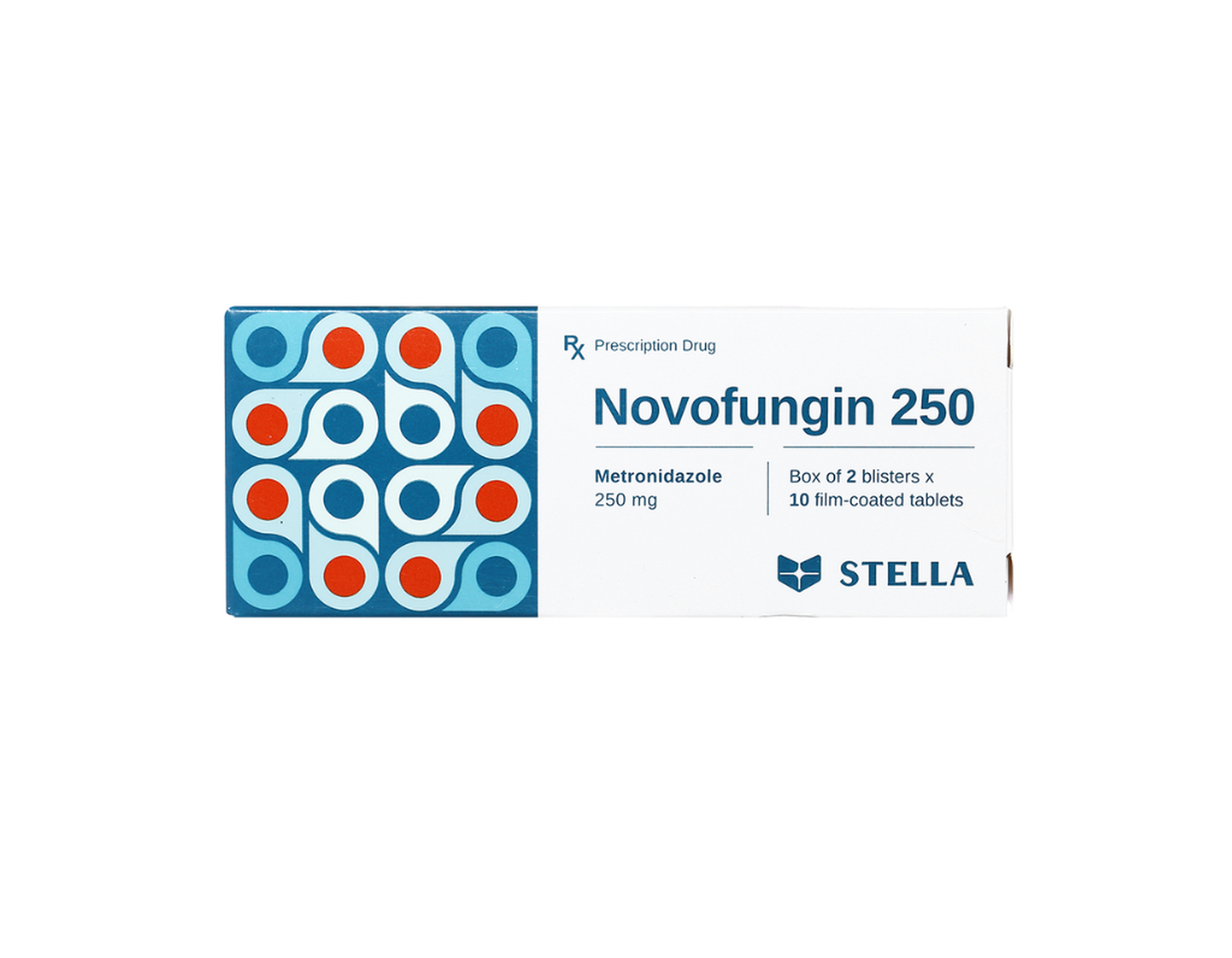 Thuốc Novofungin 250 Stella điều trị và phòng ngừa nhiễm khuẩn kỵ khí (Hộp 2 vỉ x 10 viên)