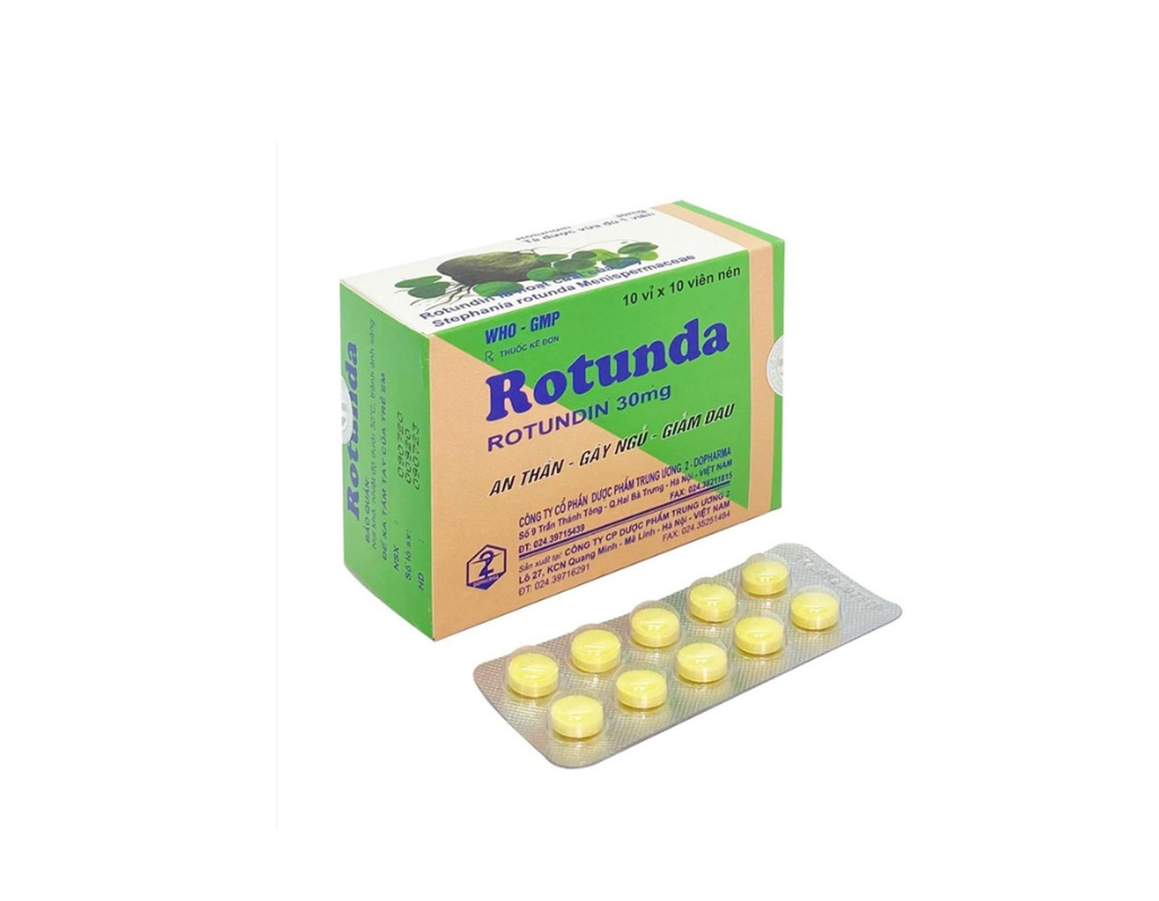 Thuốc Rotunda 30mg hỗ trợ giấc ngủ trong các trường hợp ngủ không sâu, ngủ không đủ giấc (Hộp 10 vỉ x 10 viên)