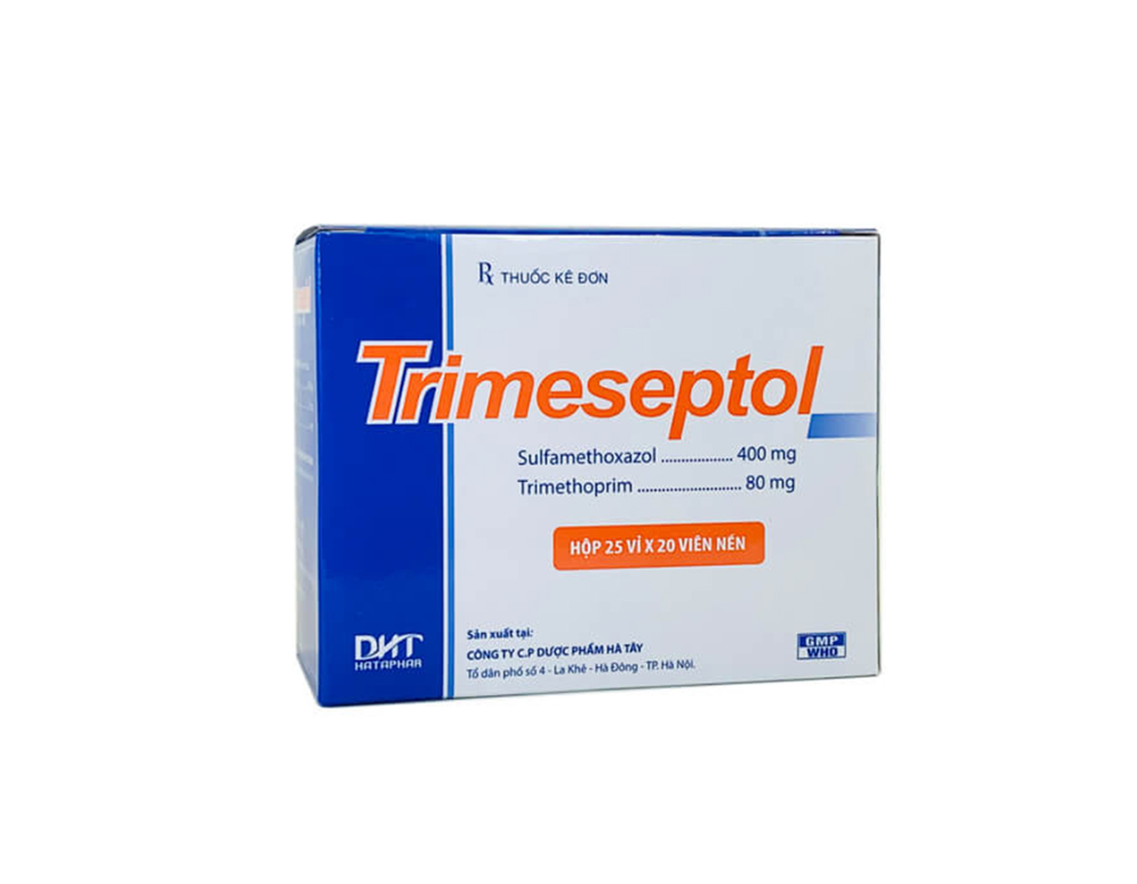 Thuốc Trimeseptol điều trị nhiễm khuẩn trên các chủng vi khuẩn nhạy cảm (Hộp 25 vỉ x 20 viên)