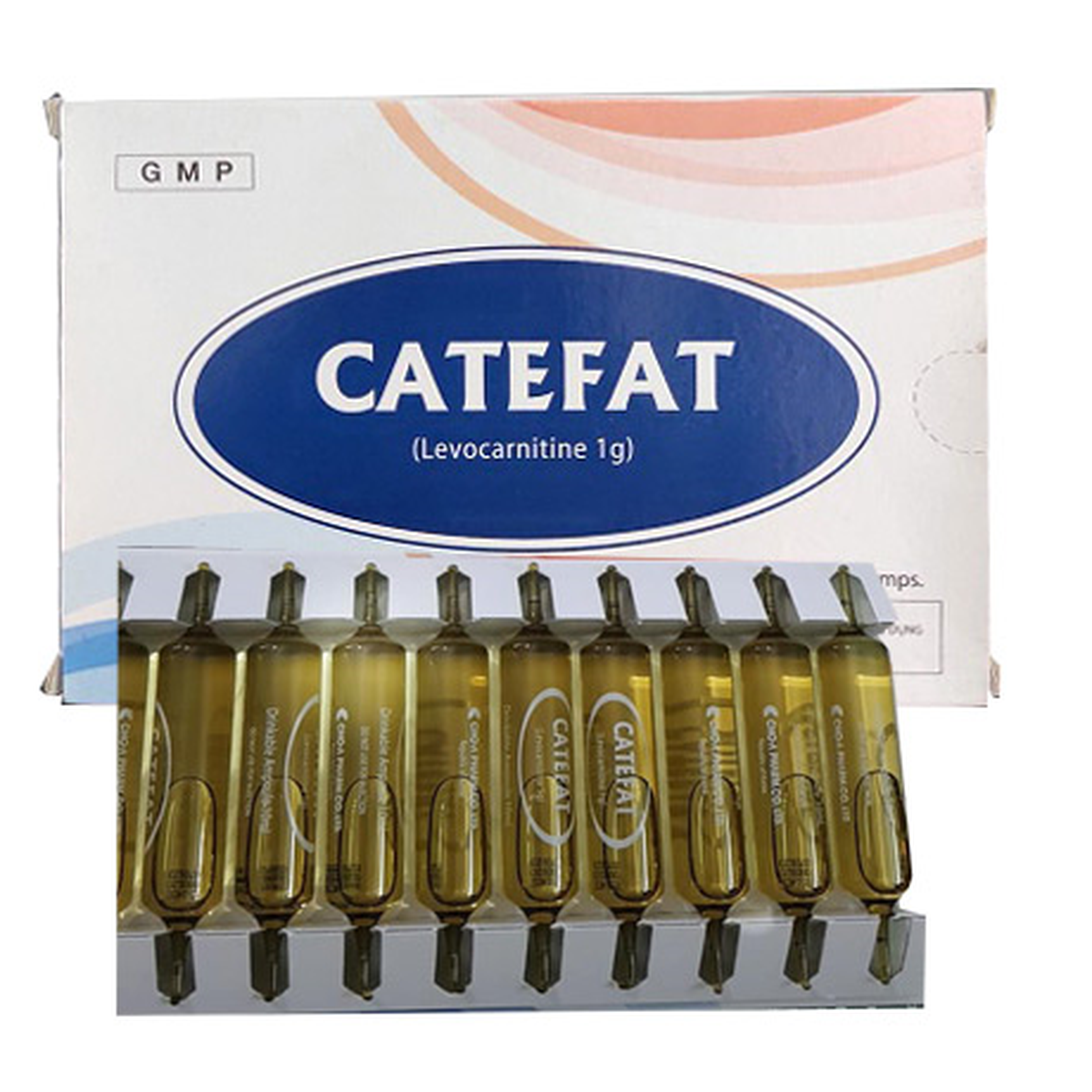 Thuốc Catefat 1g/10ml điều trị đau thắt ngực, nhồi máu cơ tim (Hộp 2 vỉ x 10 ống)