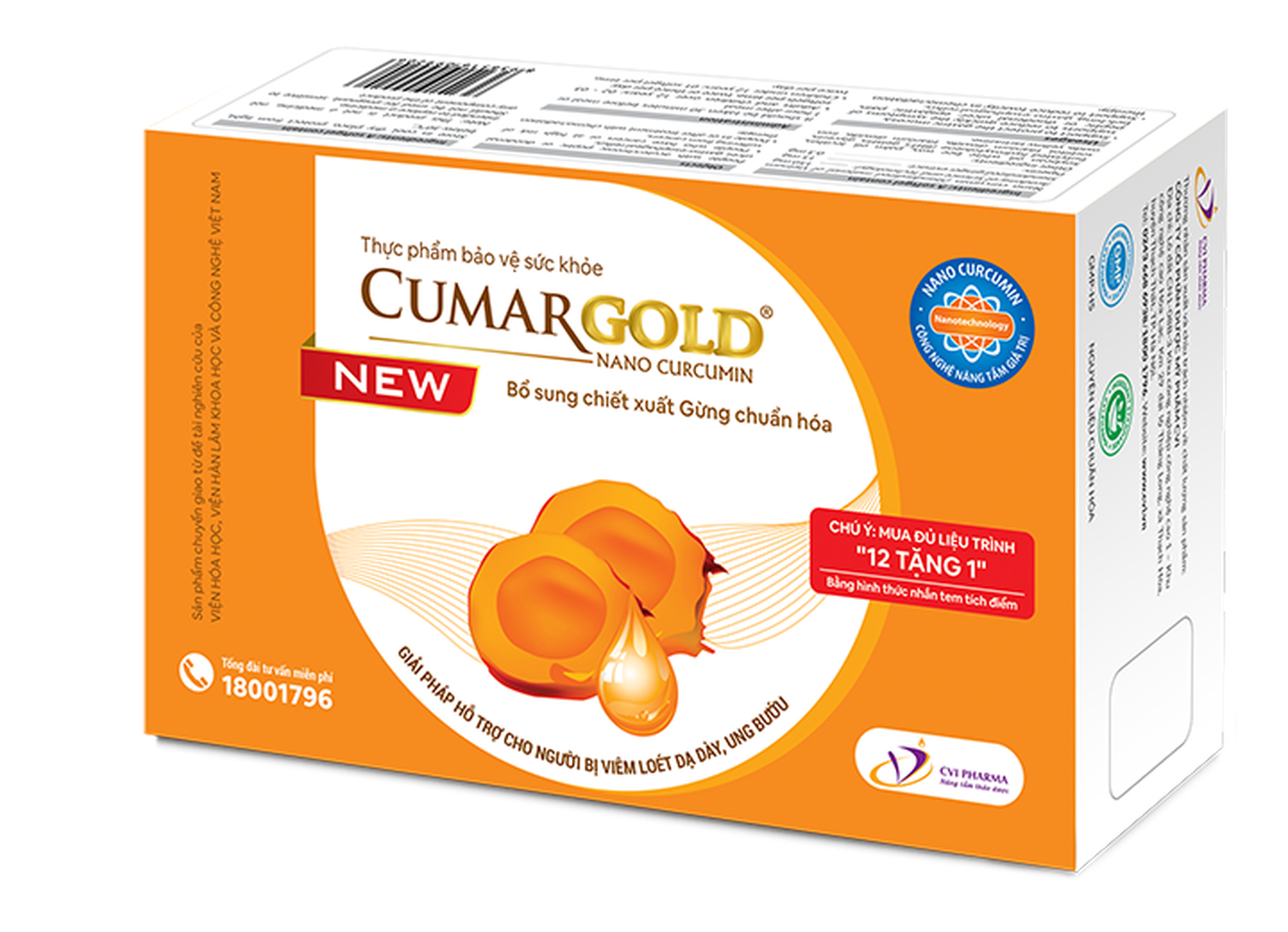 Viên uống Cumargold New Cap hỗ trợ giảm viêm loét dạ dày, tá tràng (Hộp 3 vỉ x 10 viên)