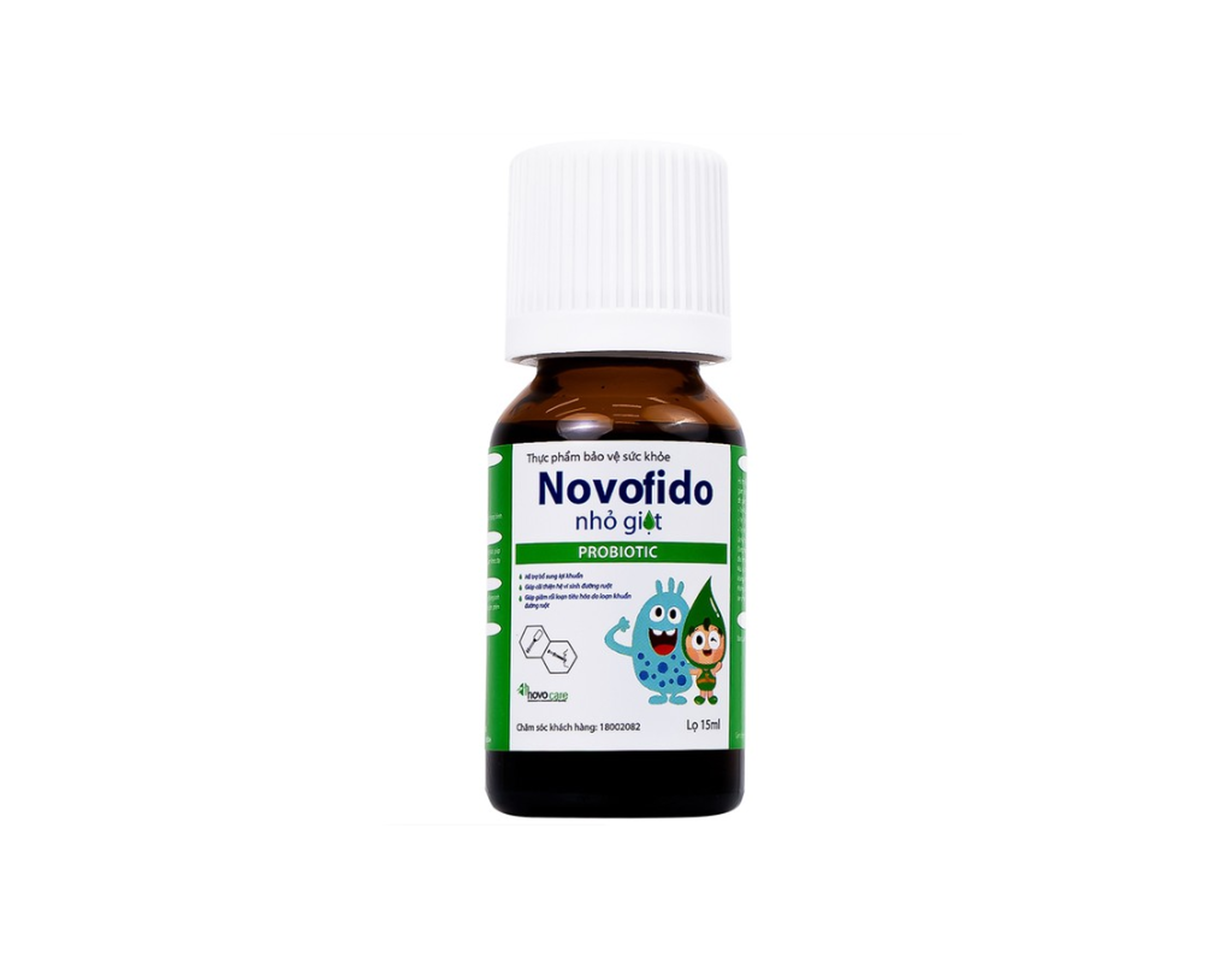 Hỗn dịch uống Novofido drops hỗ trợ bổ sung lợi khuẩn, hỗ trợ cải thiện hệ vi sinh đường ruột (Hộp 1 lọ 15ml)