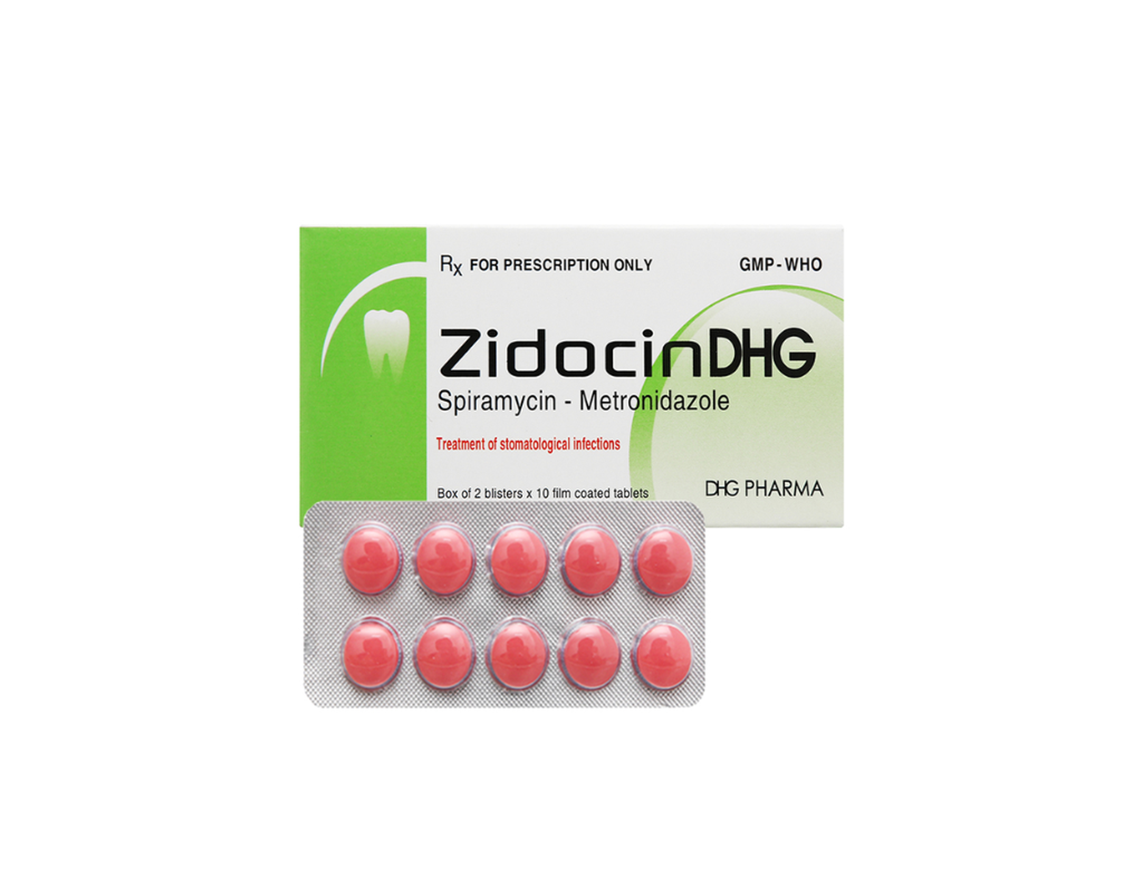 Thuốc Zidocin DHG điều trị nhiễm trùng răng miệng cấp tính (Hộp 2 vỉ x 10 viên)