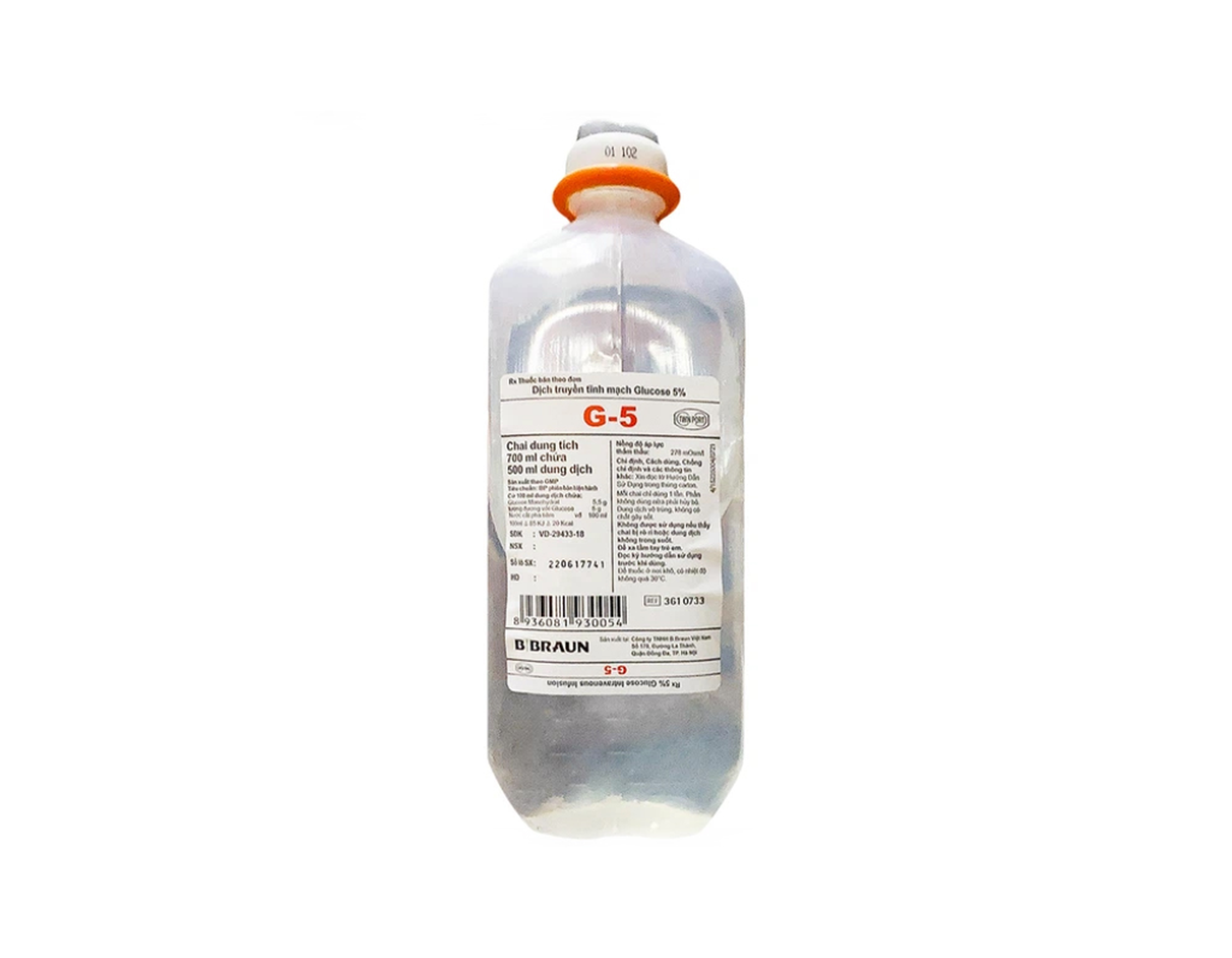 Dịch truyền tĩnh mạch Glucose 5% bù dịch cho cơ thể (Chai 500ml)