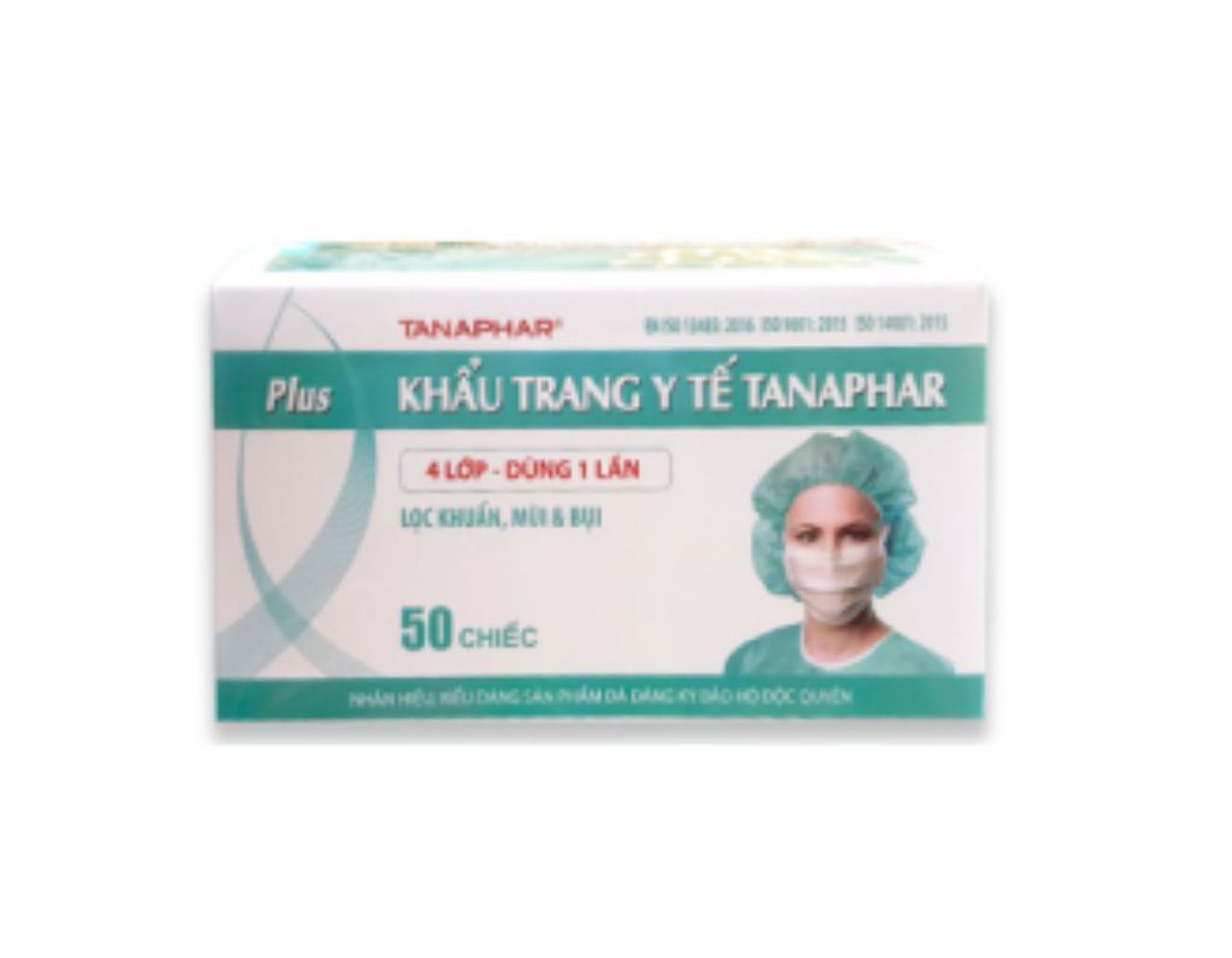 Khẩu trang TANAPHAR 4 lớp màu trắng ngăn bụi (Hộp 50 chiếc)