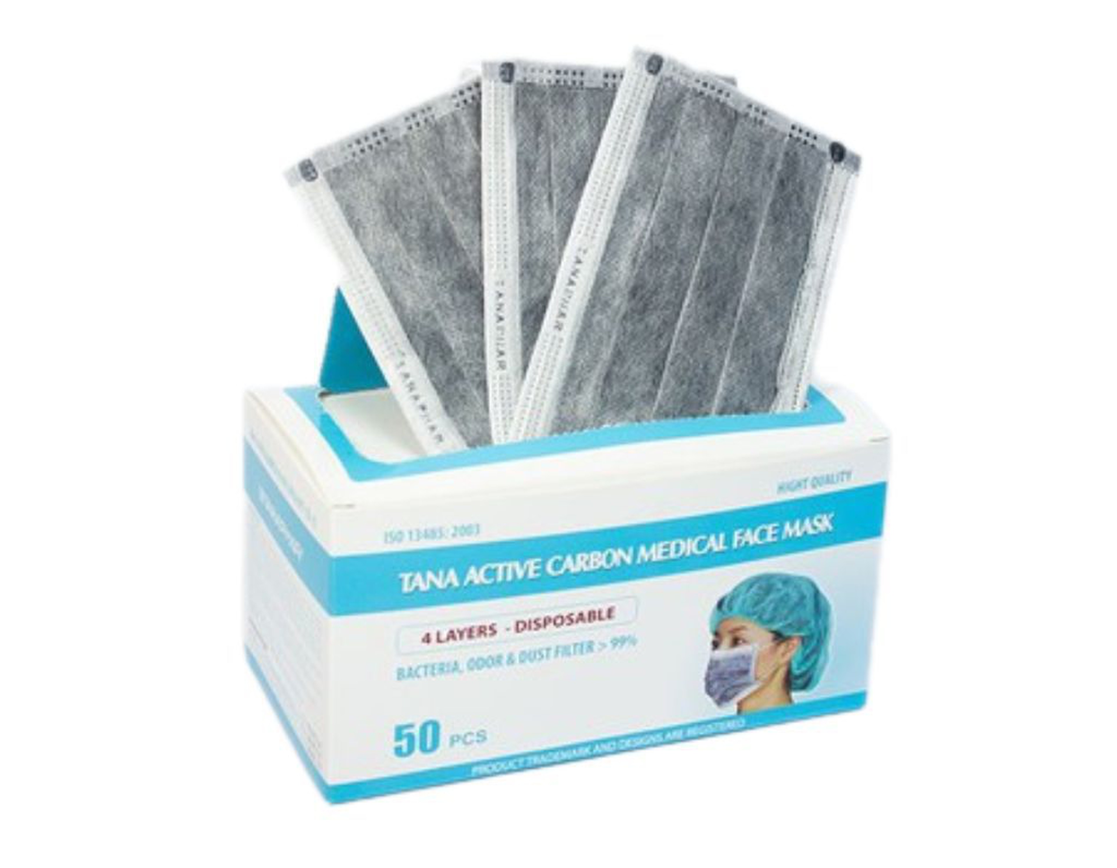 Khẩu trang TANA than hoạt tính công nghệ khẩu trang 4 lớp (Hộp 50 chiếc)