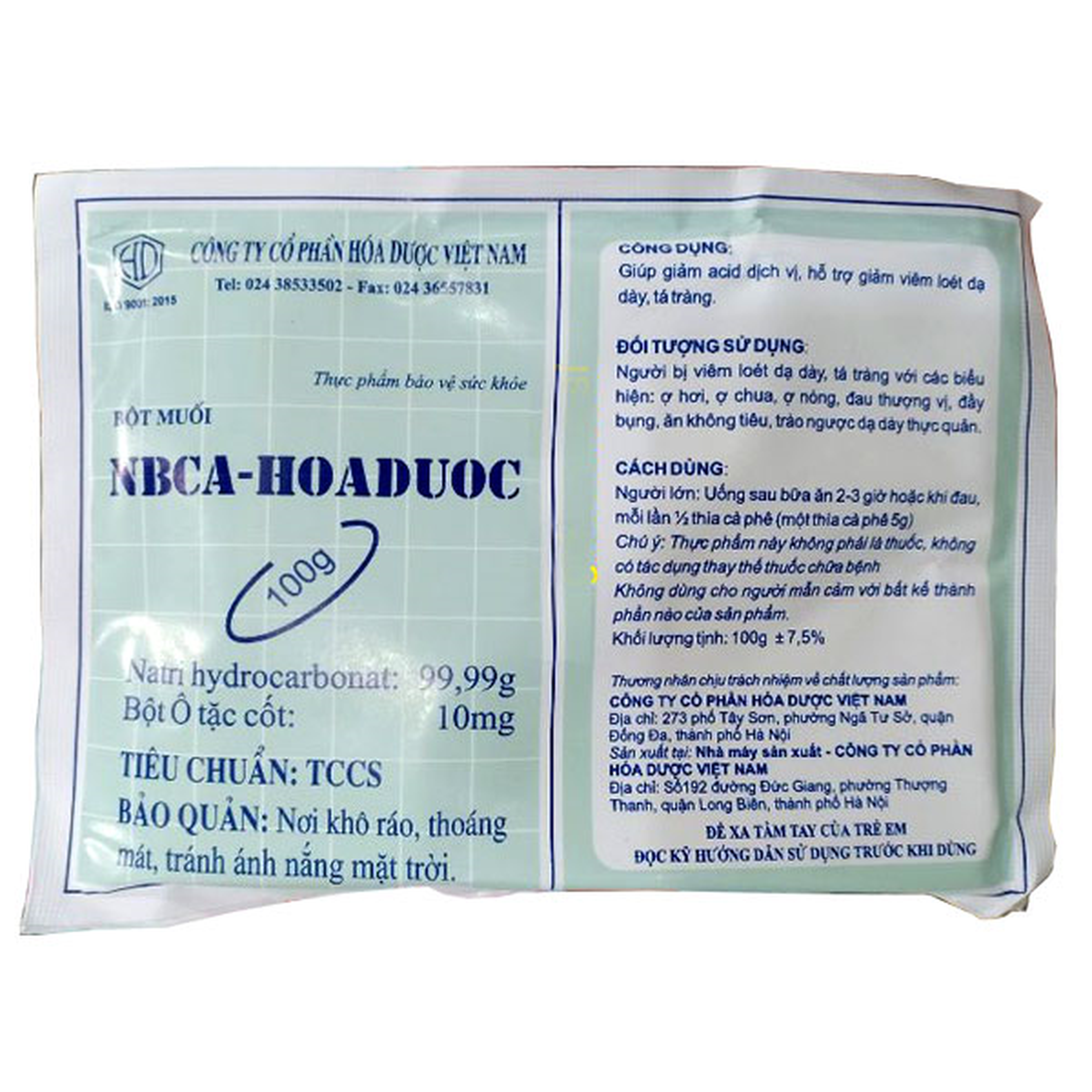 Bột muối NBCA-HOADUOC giảm đau dạ dày, ợ hơi (Gói 100g)