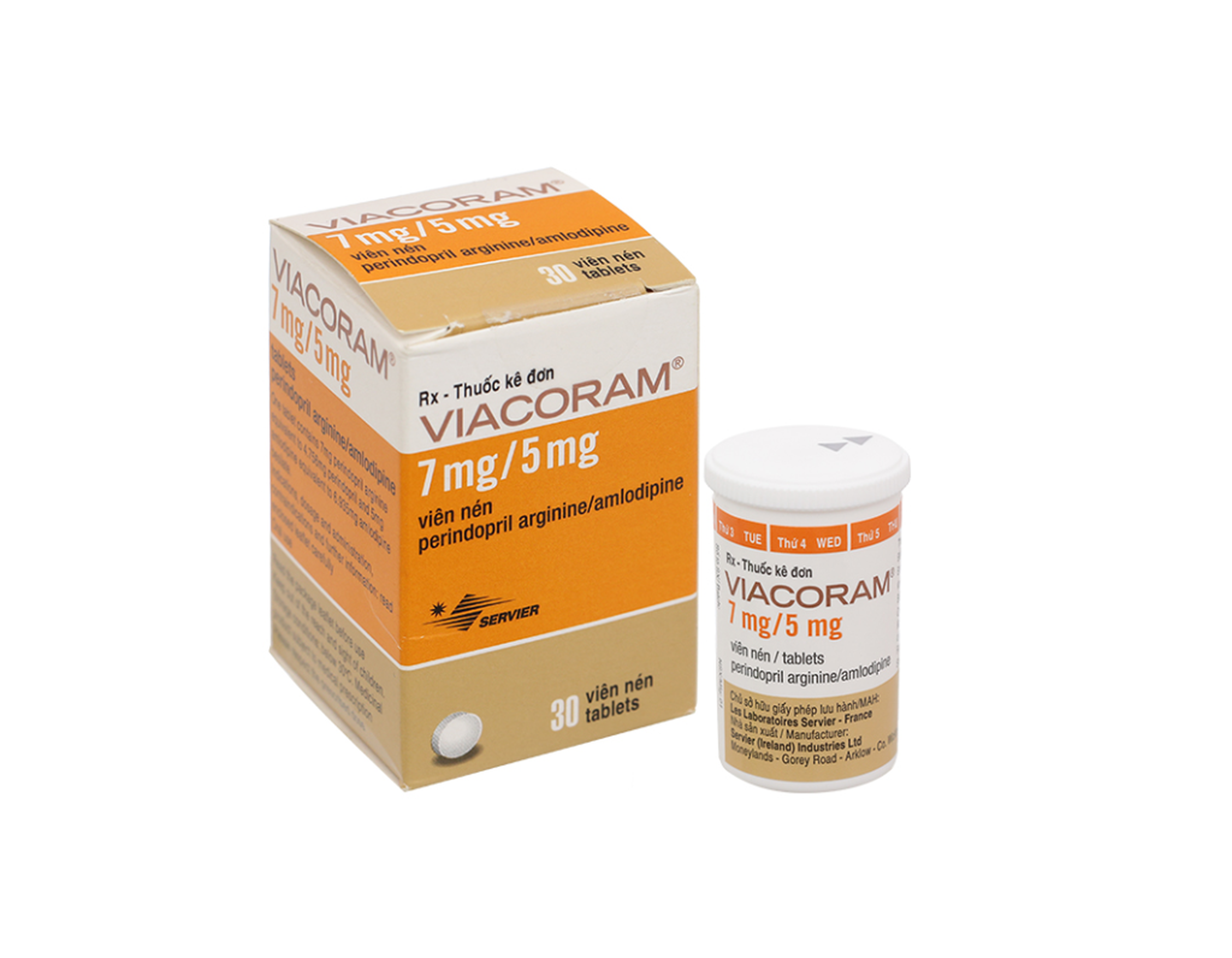Thuốc Viacoram Tab 7mg/5mg điều trị tăng huyết áp (Hộp 30 viên)