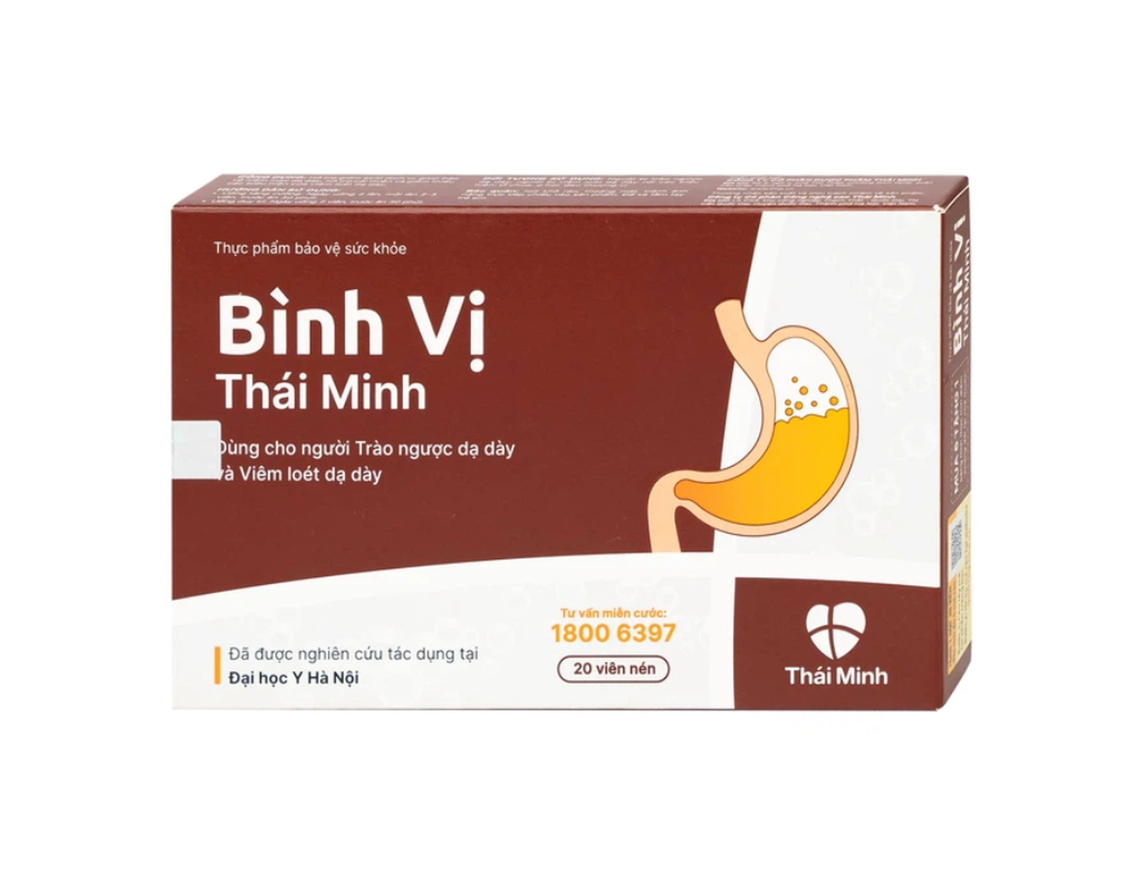 Viên uống Bình vị Thái Minh giảm triệu chứng trào ngược dạ dày, viêm loét dạ dày (Hộp 2 vỉ x 10 viên)