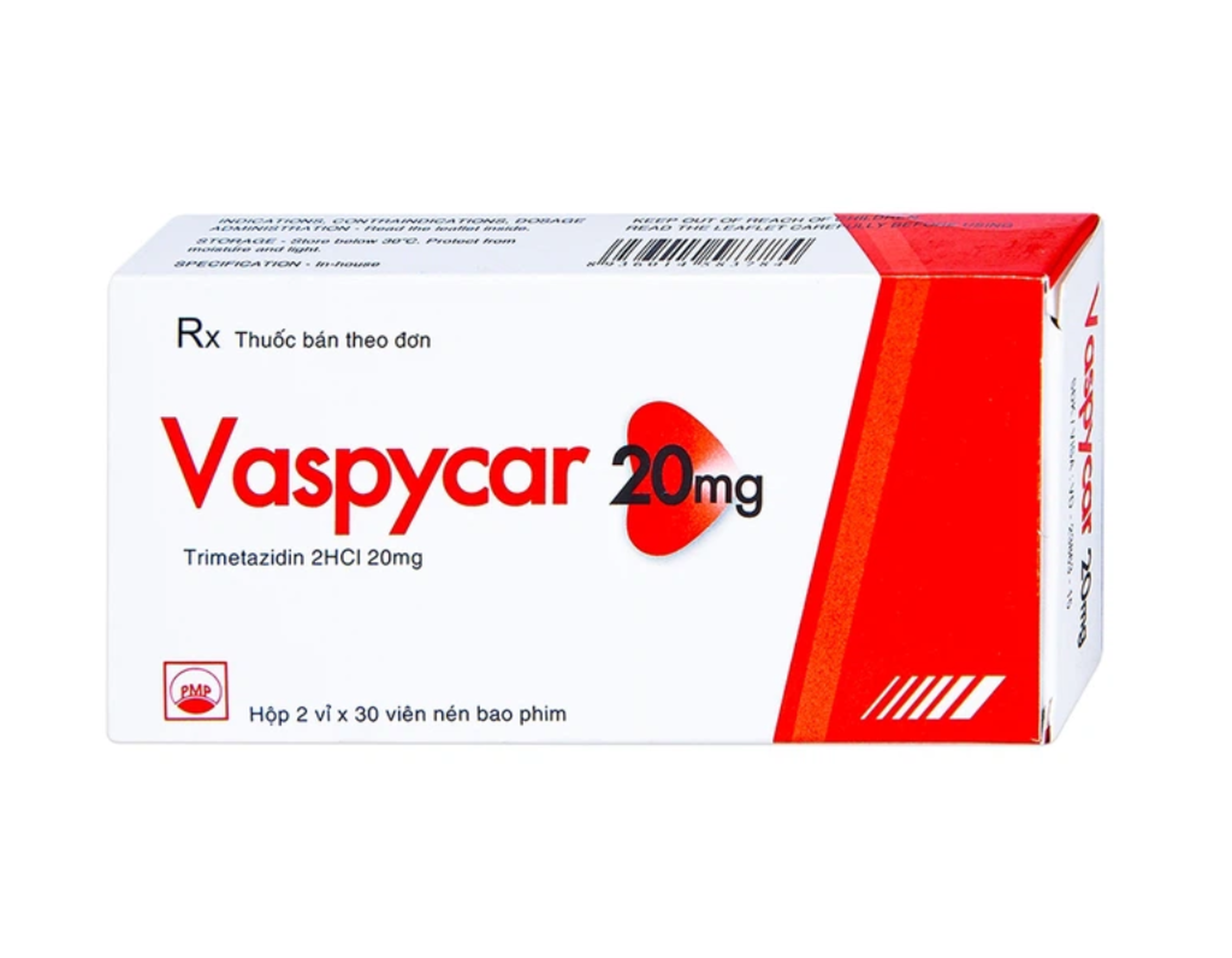 Thuốc Vaspycar 20mg Tab điều trị đau thắt ngực ổn định (Hộp 2 vỉ x 30 viên)