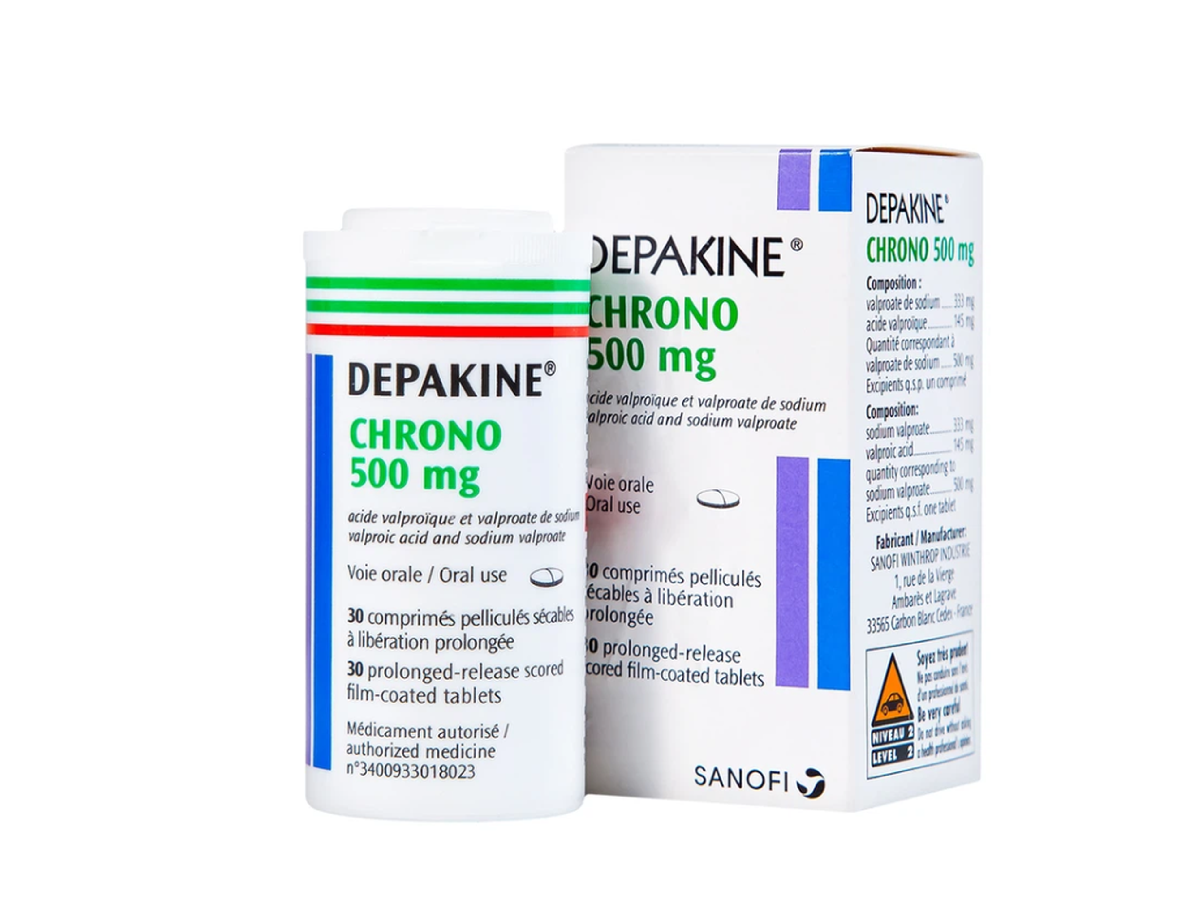Thuốc Depakine Chrono 500mg Sanofi điều trị động kinh (Hộp 1 lọ 30 viên)