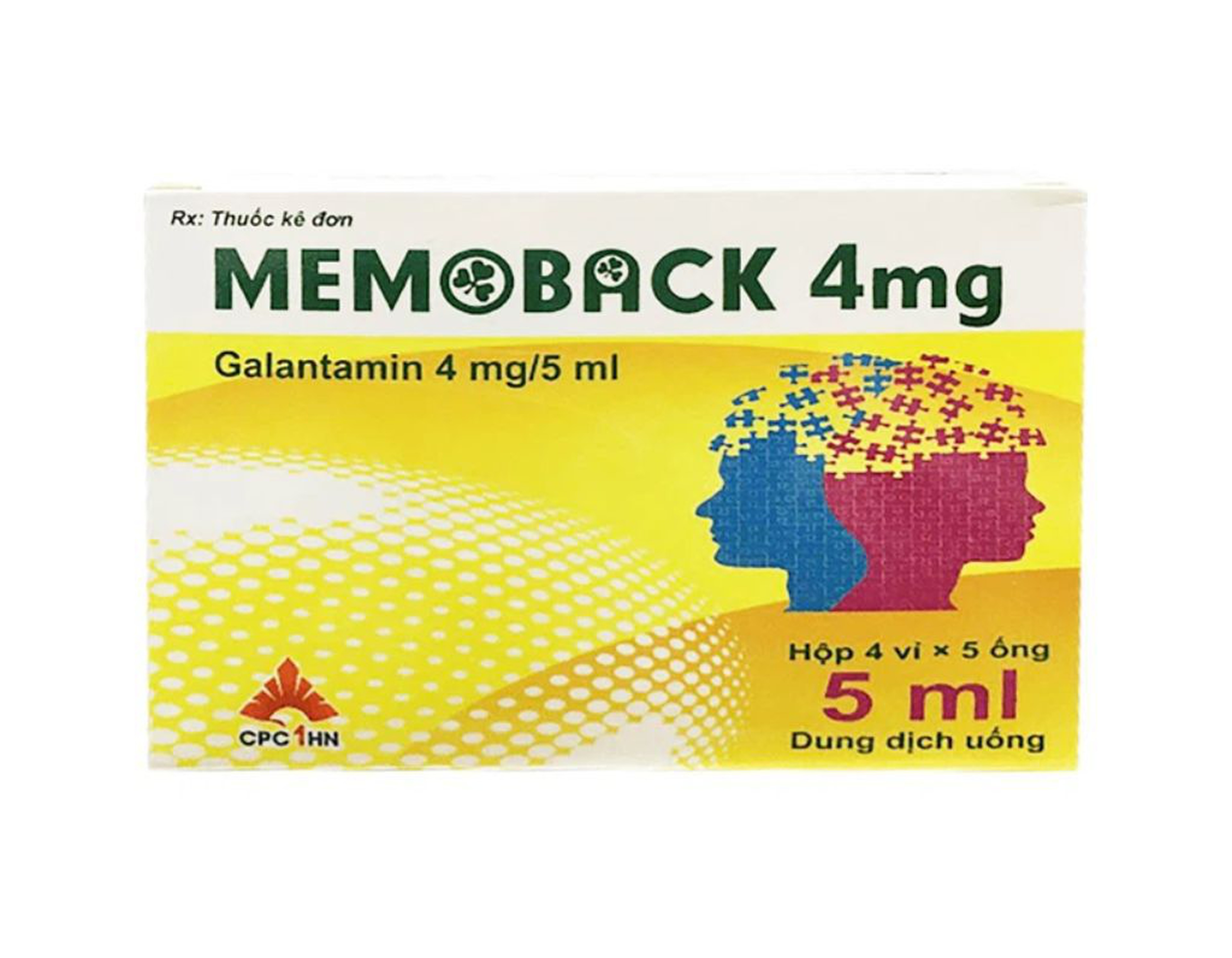 Thuốc Memoback 4mg điều trị triệu chứng sa sút trí tuệ (Hộp 4 vỉ x 5 ống)