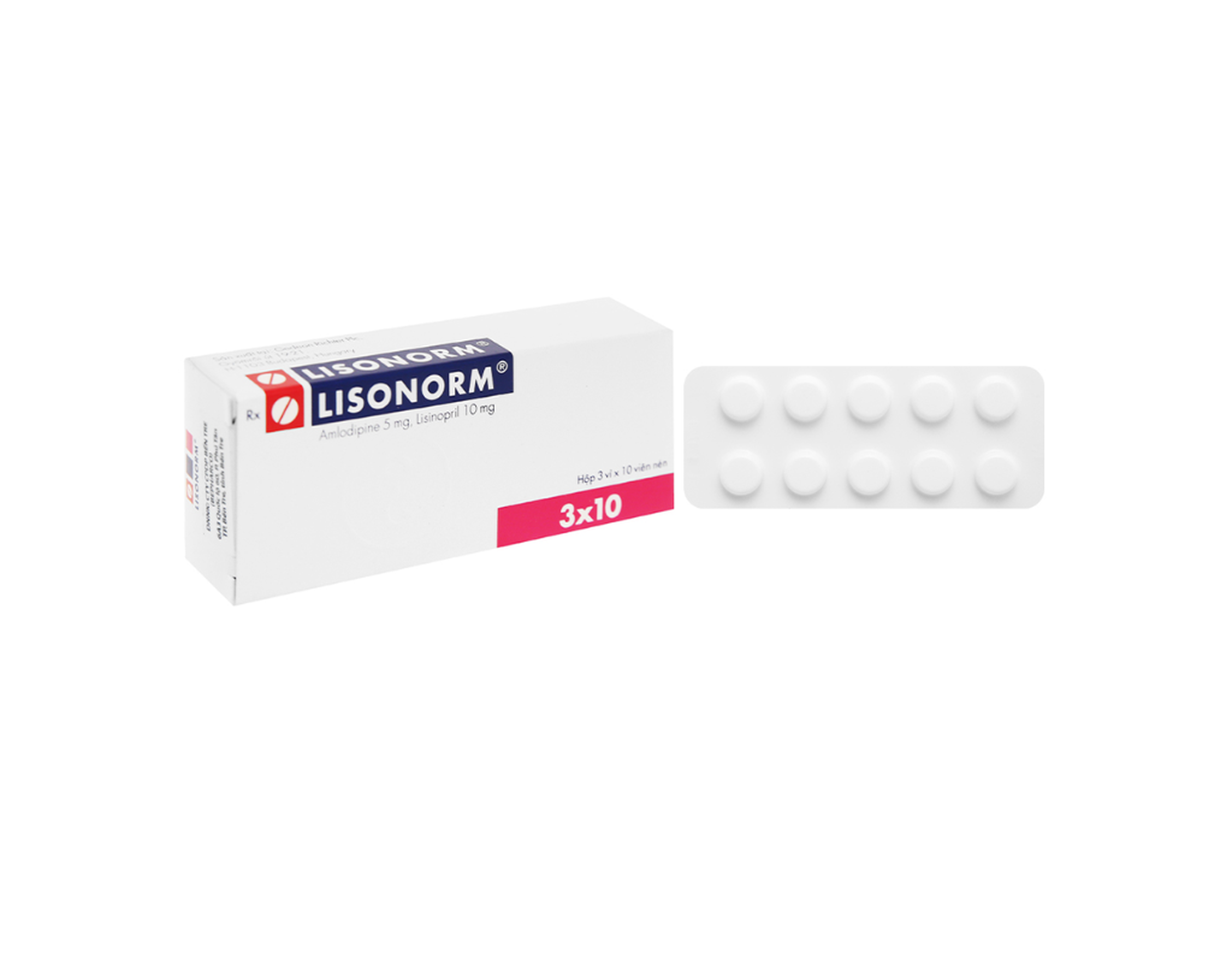 Thuốc Lisonorm Gedeon điều trị tăng huyết áp vô căn (Hộp 3 vỉ x 10 viên)