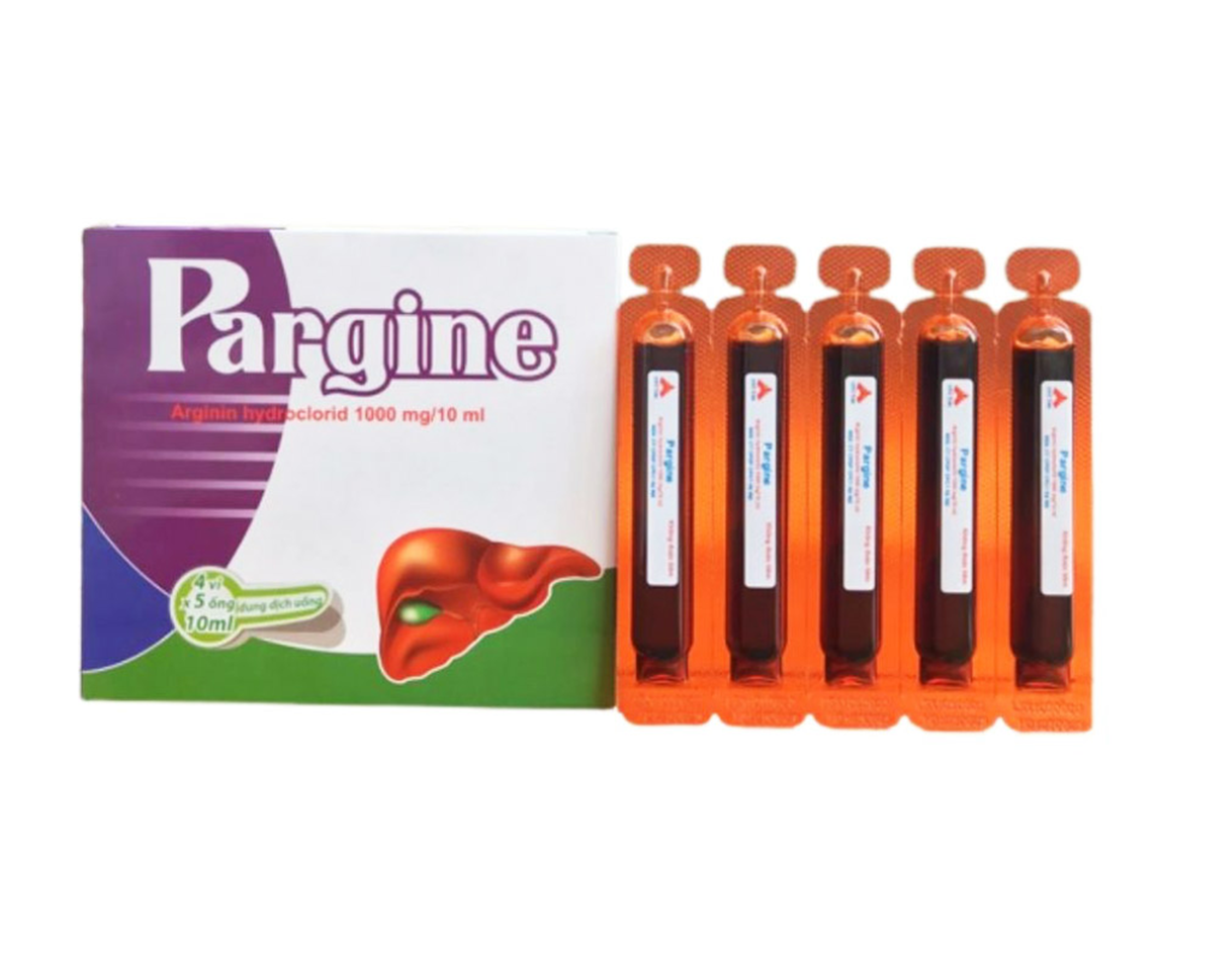 Thuốc Pargine 1000mg/10ml điều trị tăng amoniac máu (Hộp 4 vỉ x 5 ống)