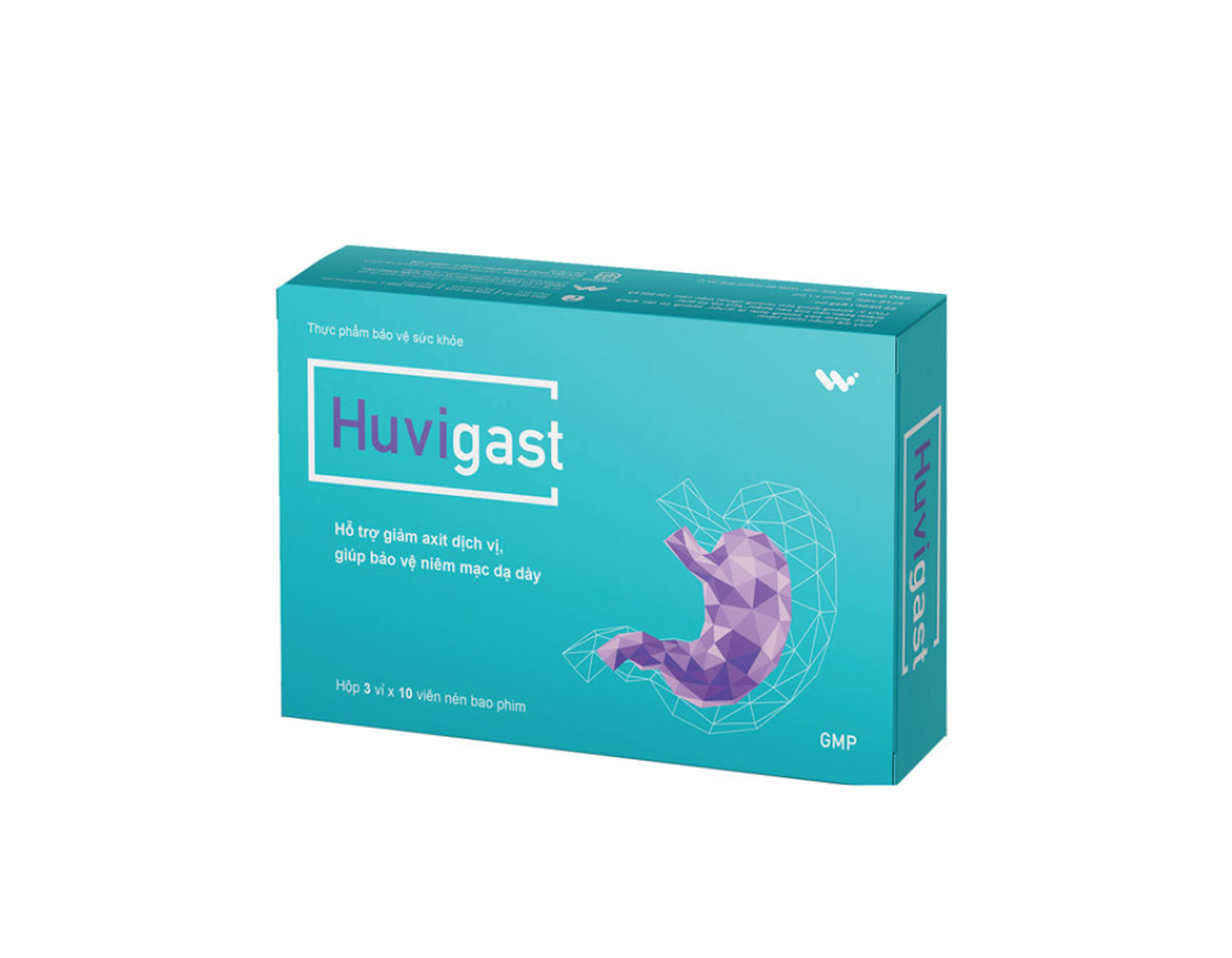 Viên uống Huvigast hỗ trợ giảm axit dịch vị, hỗ trợ bảo vệ niêm mạc dạ dày (Hộp 3 vỉ x 10 viên)