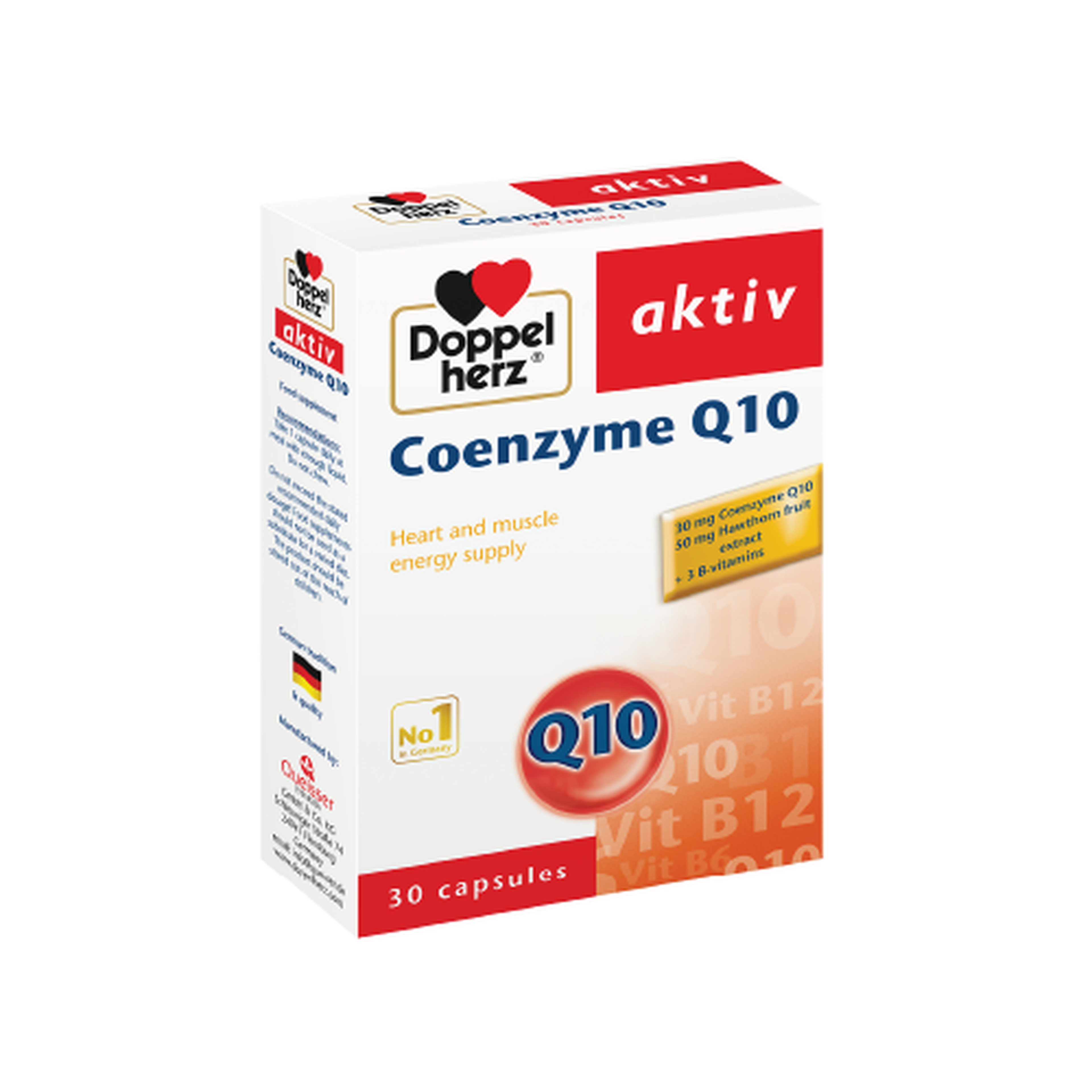 Viên uống Coenzym Q10 Doppelherz Aktiv hỗ trợ sức khỏe tim mạch (Hộp 2 vỉ x 15 viên)