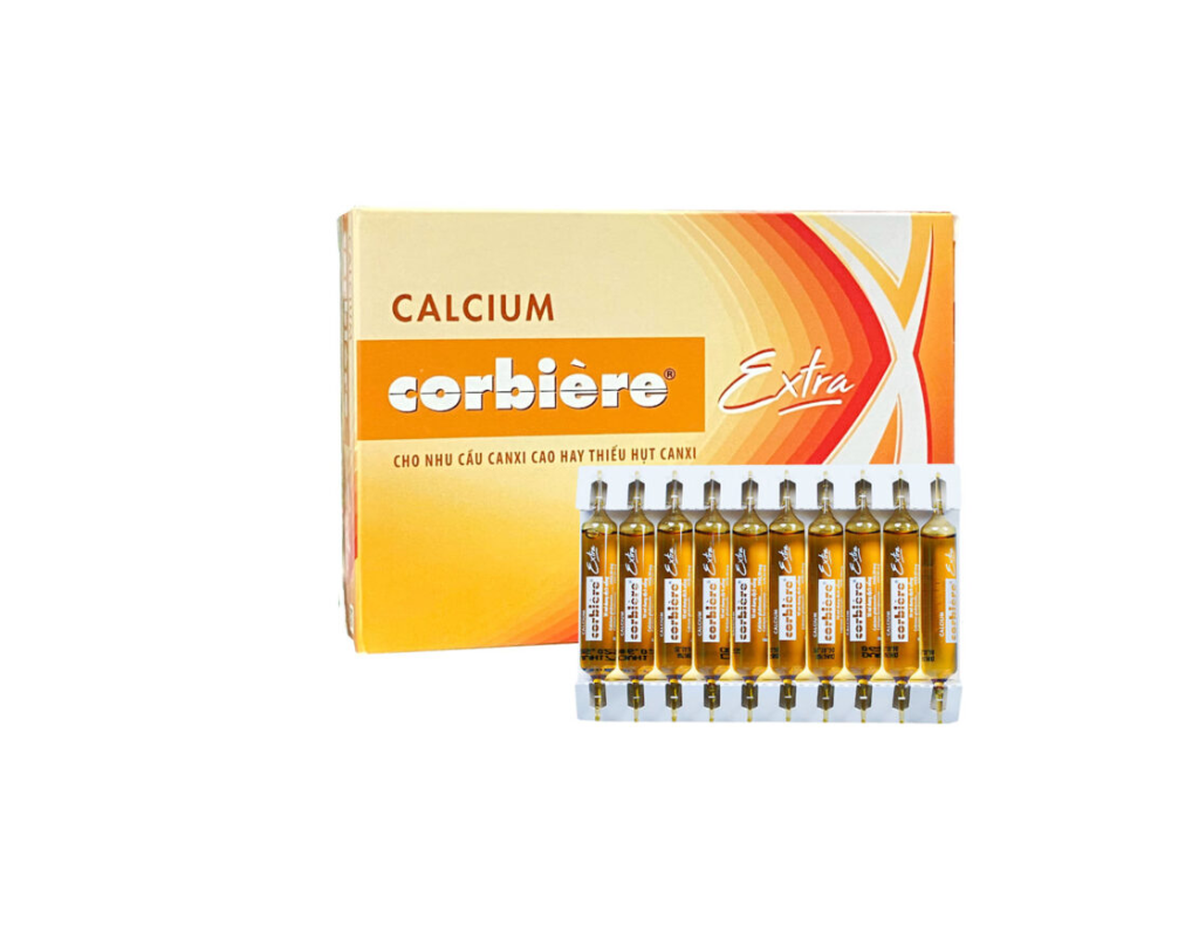 Thuốc Calcium Corbière Extra bổ sung canxi, trị loãng xương (Hộp 3 vỉ x 10 ống)